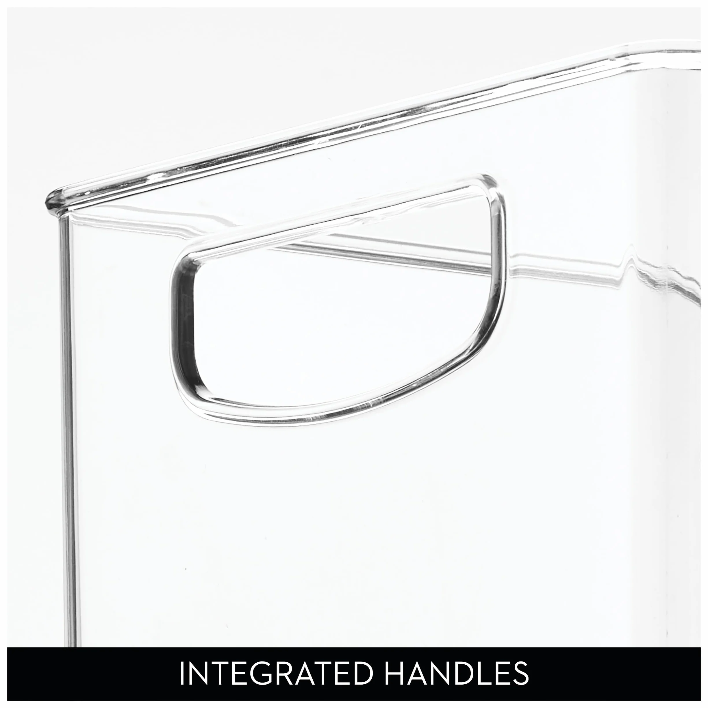 InterDesign iDesign - Contenedor apilable de plástico para despensa, organizador con asas para armarios o nevera, juego de 4, transparente