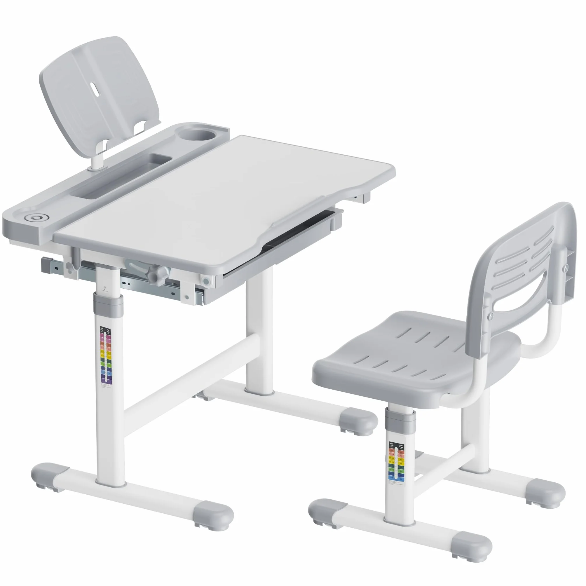 Escritorio para niños Regulable en inclinación/Altura con Silla cajón sujeta Libros