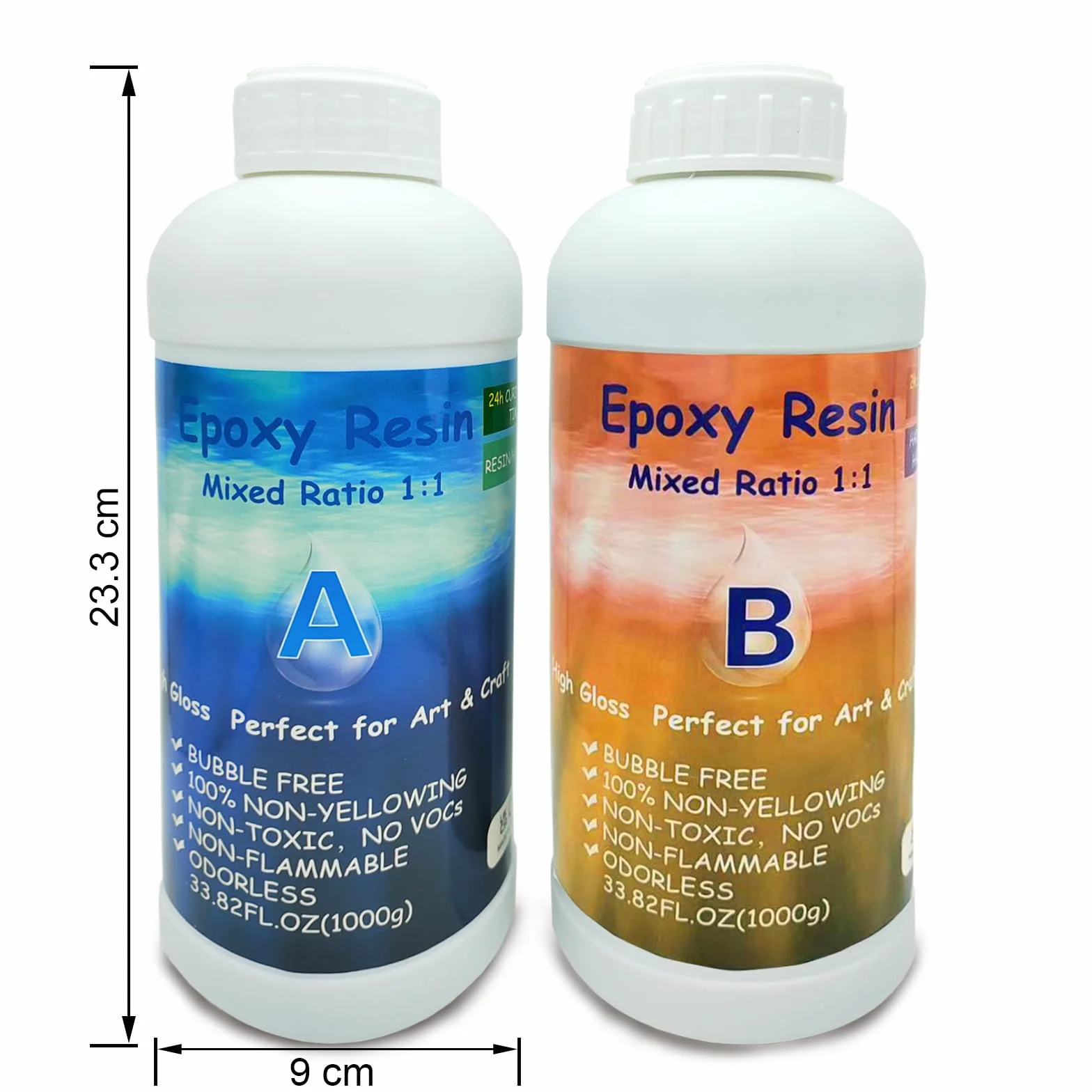 2L/70.54 flOZ Juego de resina epoxi transparente para principiantes, resina epoxi transparente sin burbujas con vasos medidores, para madera, creaciones artísticas, azulejos de pared, arte, artesanía