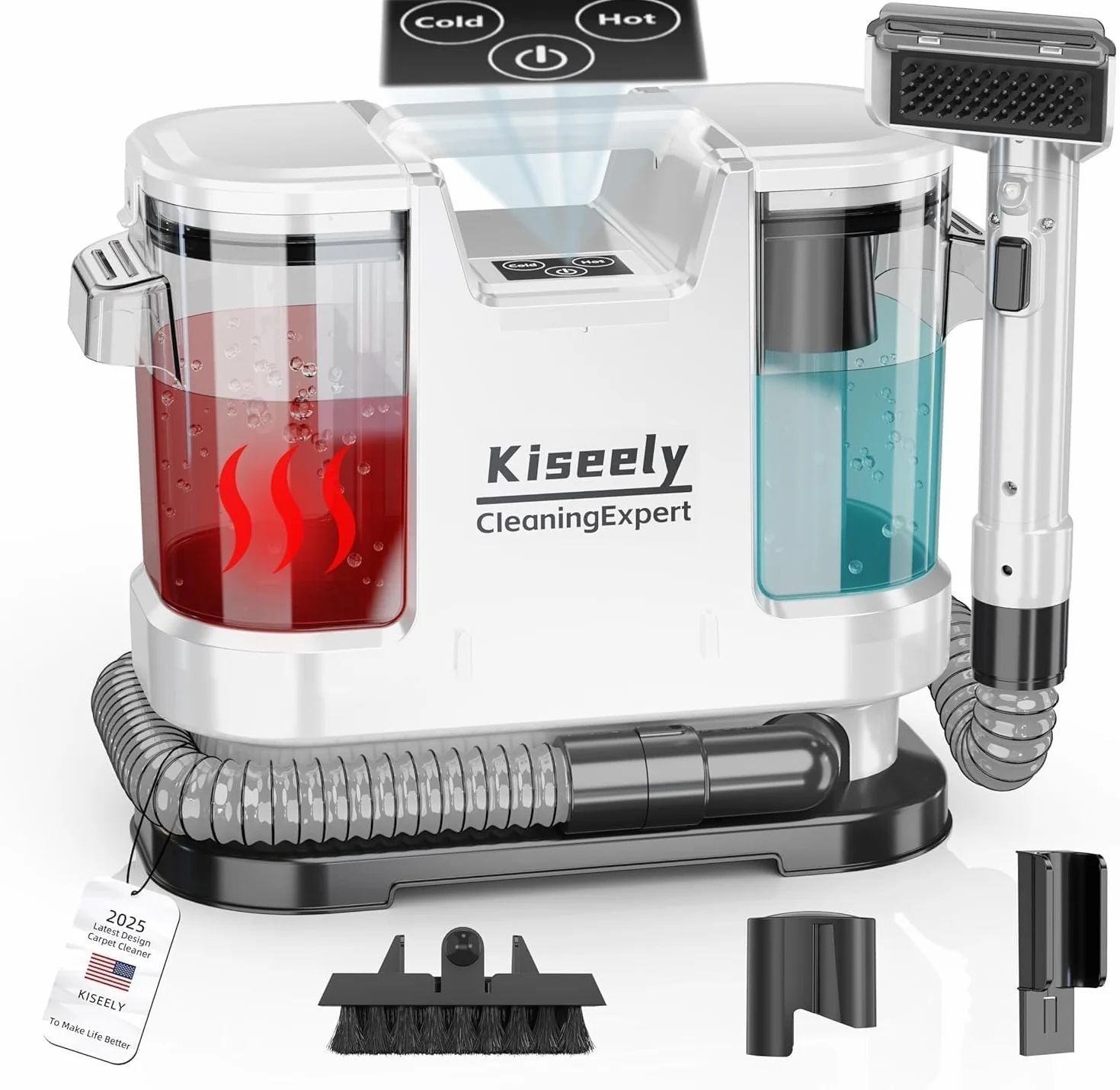 Aspiradora Agua Tapiceria Limpiador, con calentamiento instantáneo, 600W potente succión y limpieza profunda para alfombras, sofás, coches y mascotas (WB1)
