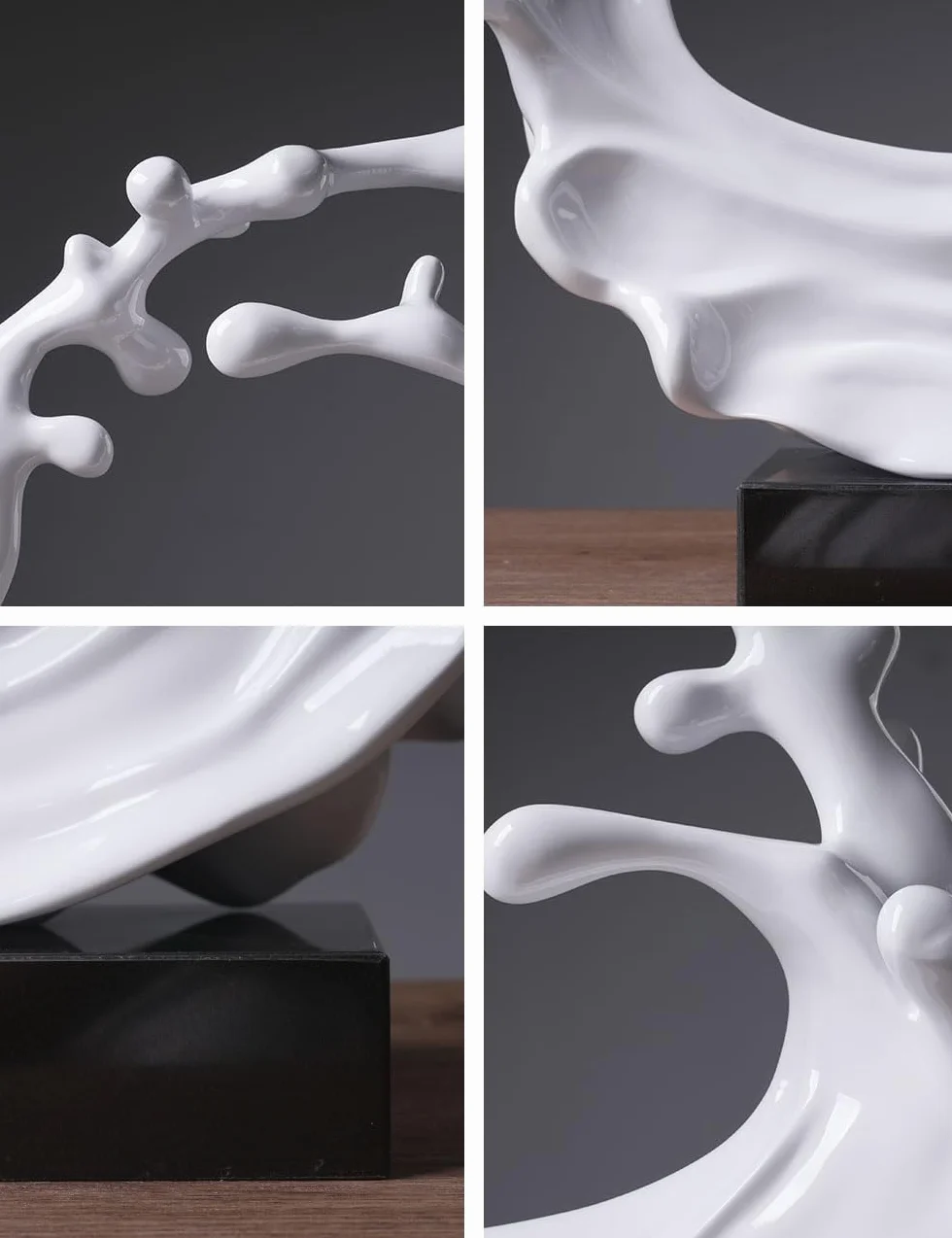 Escultura de Ola Marina Figura Abstracta Estatua Moderna Decoración Arte Interior Regalo para Salon Comedor Oficina Blanca 42cm