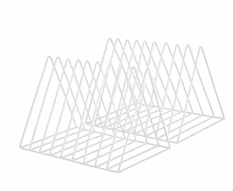 Soporte para periódicos de escritorio, estante de almacenamiento de hierro, organizador de archivos triángulo (blanco)