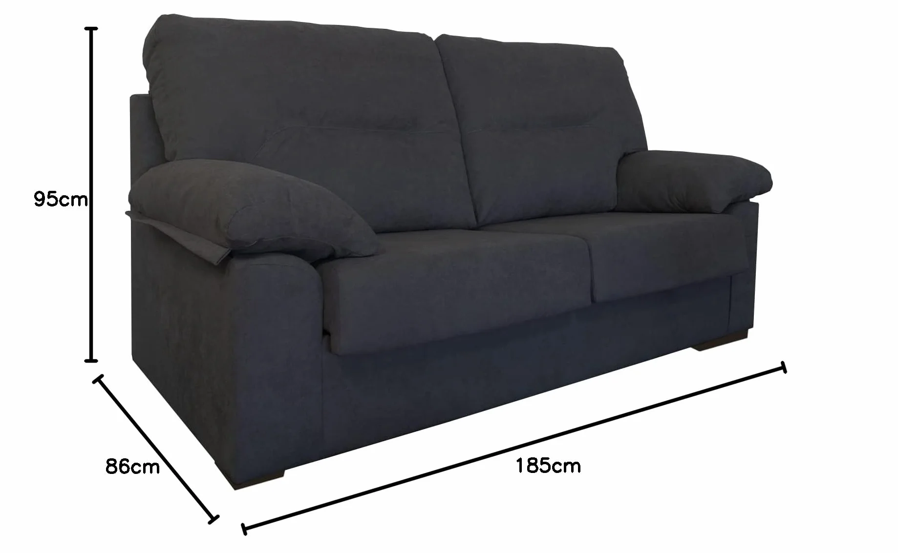 MUEBLIX.COM | Sofa Marcos, 3 Plazas, Diseño para Salón Moderno, Confortable, Armazón de Pino Gallego, Asientos de Goma Espuma, Antracita