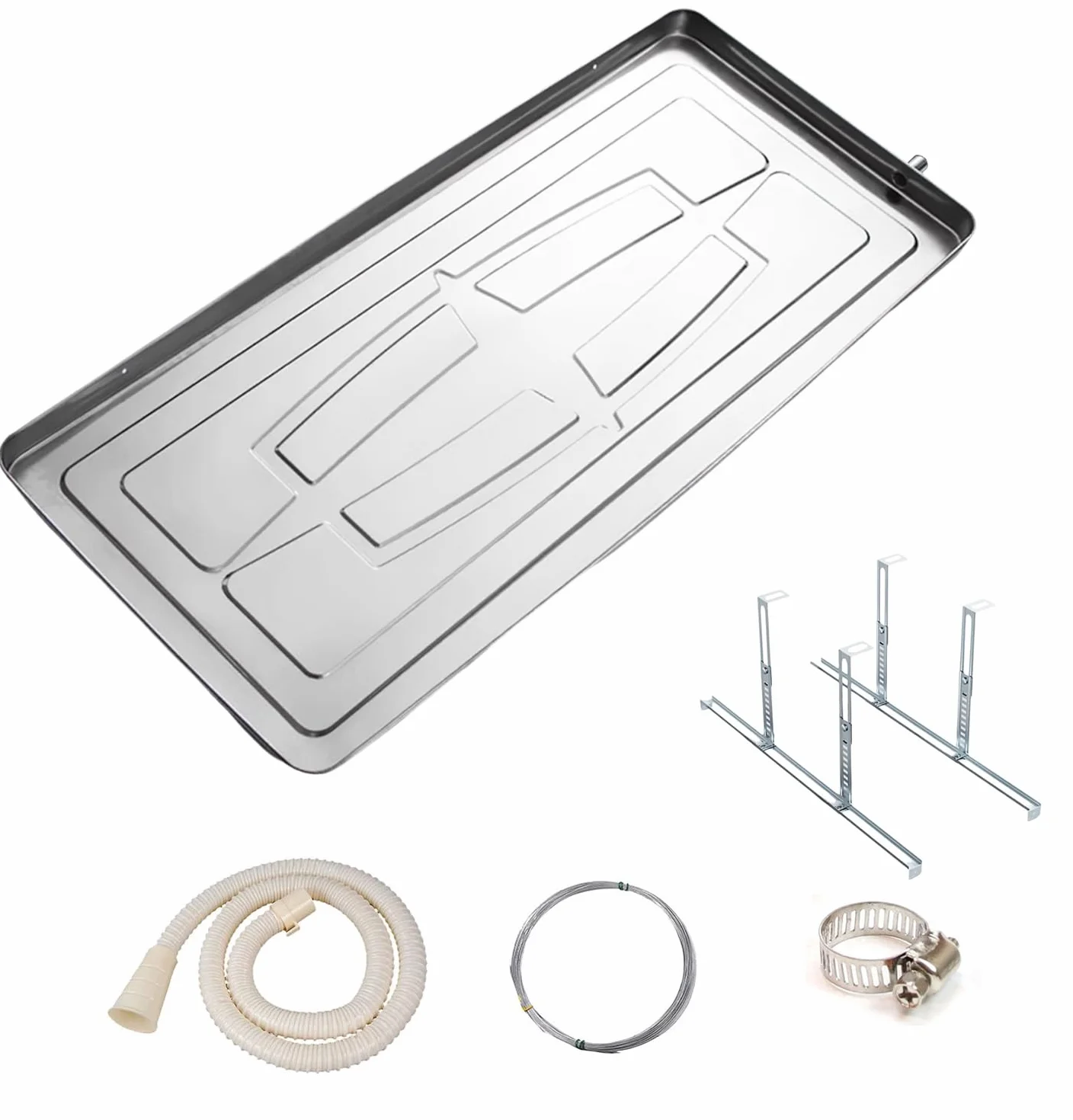 Bandeja de Goteo para Aire Acondicionado, Bandeja de Drenaje de Condensado, Bandeja de Goteo del Colector de Agua HVAC con Tubo de Drenaje y Kit de Instalación(100 * 47.5 * 3.8cm)