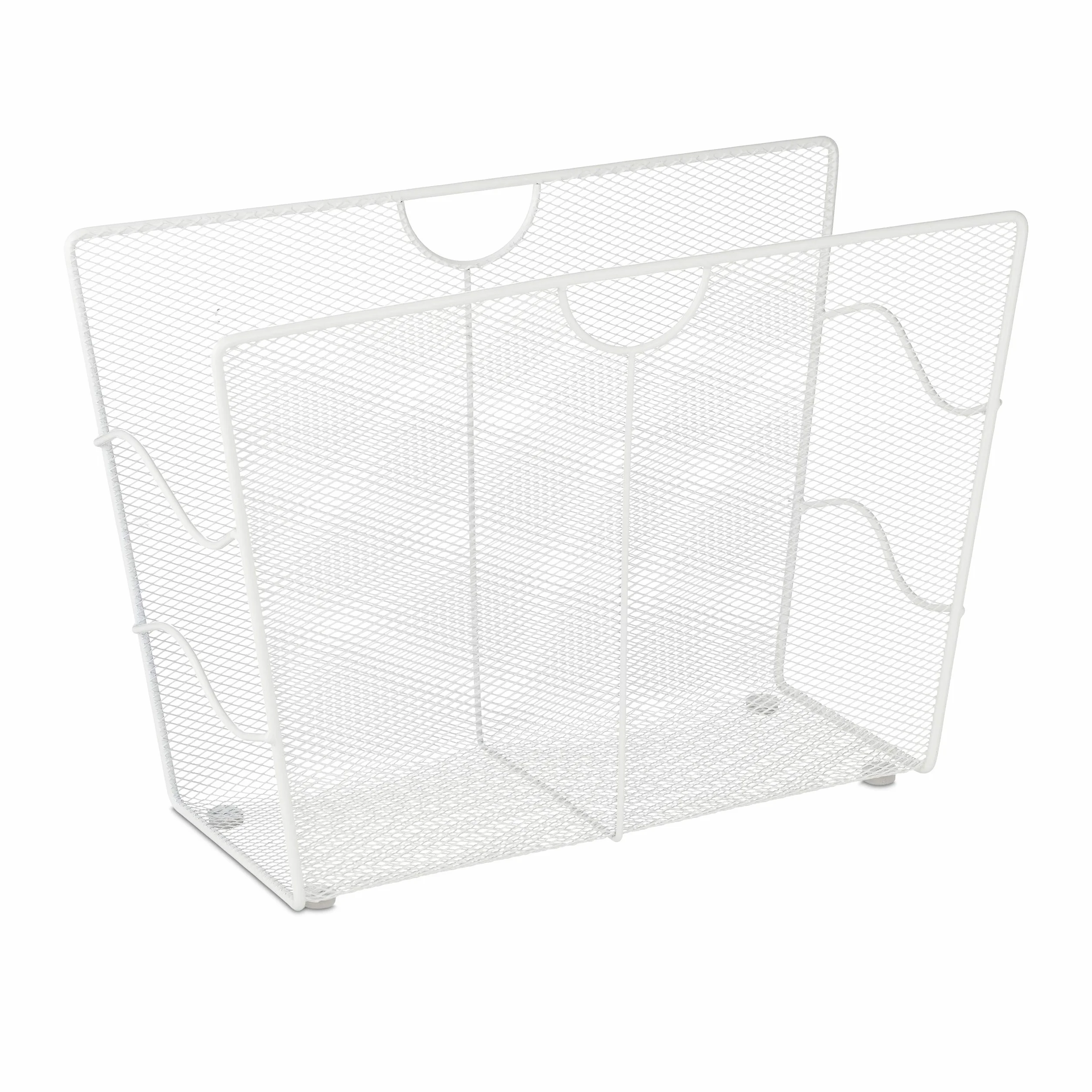 Relaxdays Revistero Metálico Organizador de Revistas de Pie Malla 27 x 39 x 17 cm Blanco