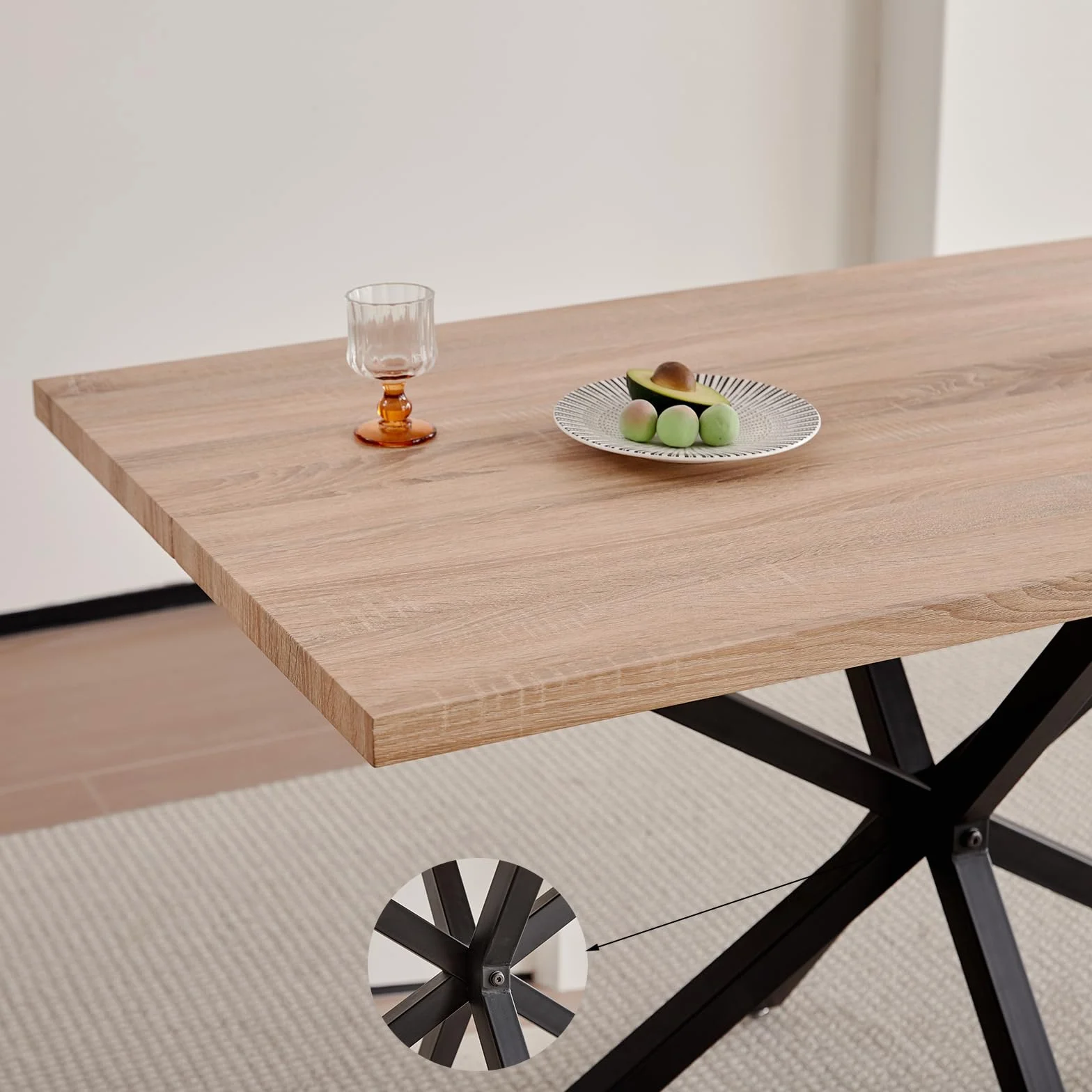 Conjunto de Mesa y Sillas de Comedor: Mesa Rectangular de 140 cm y 4 Sillas Tapizadas, Ideal para Comedor, Cocina y Salón - Color Claro + Gris Oscuro