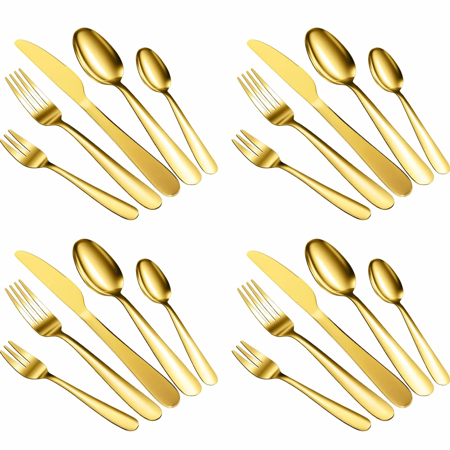 Garvee Set de cubiertos para 12 personas – 60 piezas de acero inoxidable – Incluye cuchillos, tenedores y cucharas – Resistente a la oxidación, apto lavavajillas – Acabado pulido brillante – Ideal