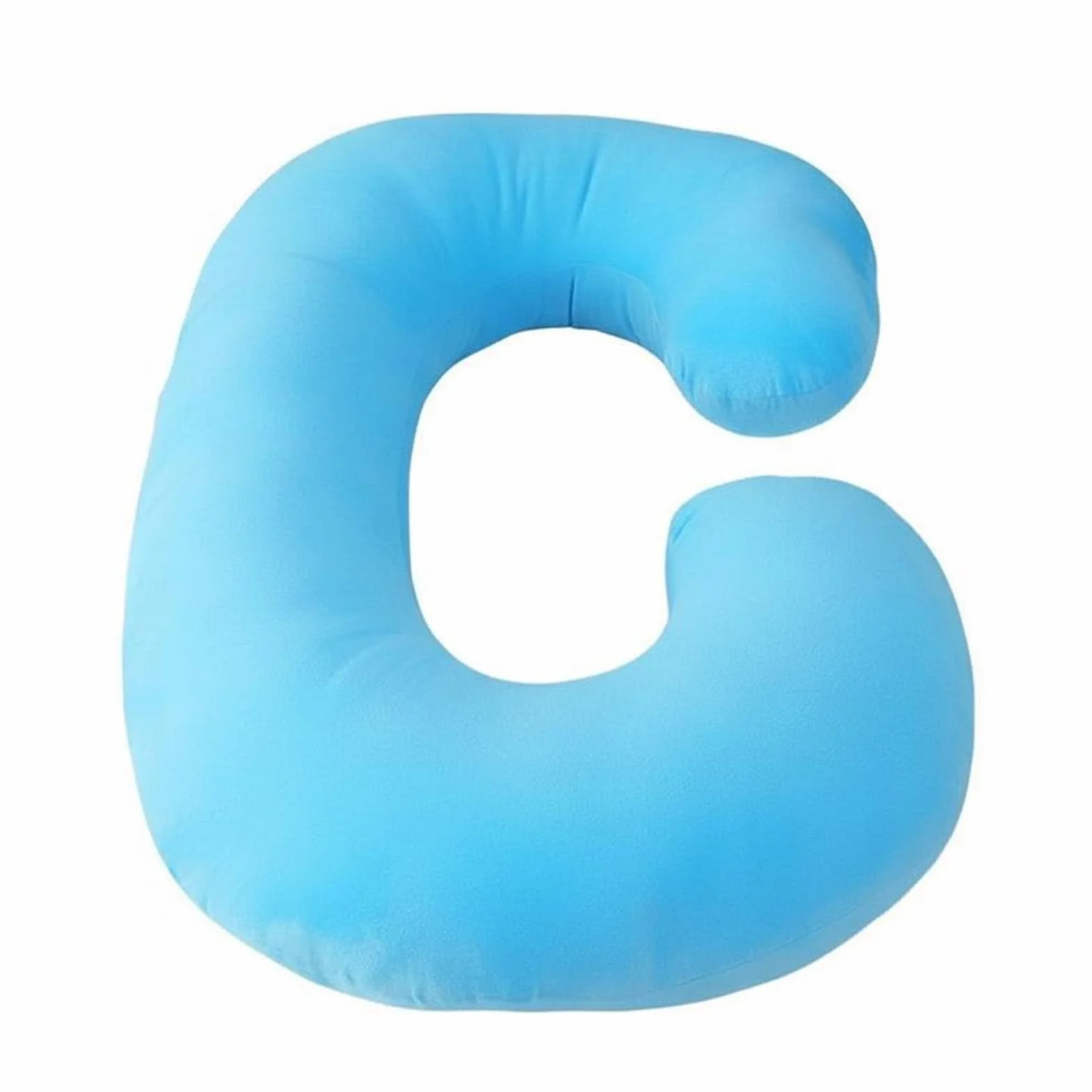 Baoblaze Almohada de Maternidad Envolvente para Mujer Embarazada Cojín Corporal Flexible Relleno Elástico Funda Extraíble Adecuada para Lactancia y Recuperación, Azul Lago, 70x140cm