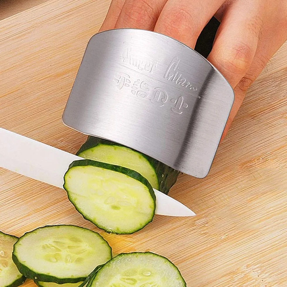 6 Protectores de Dedos de Acero Inoxidable, Protector de Pulgar, Fundas para Cortar Verduras