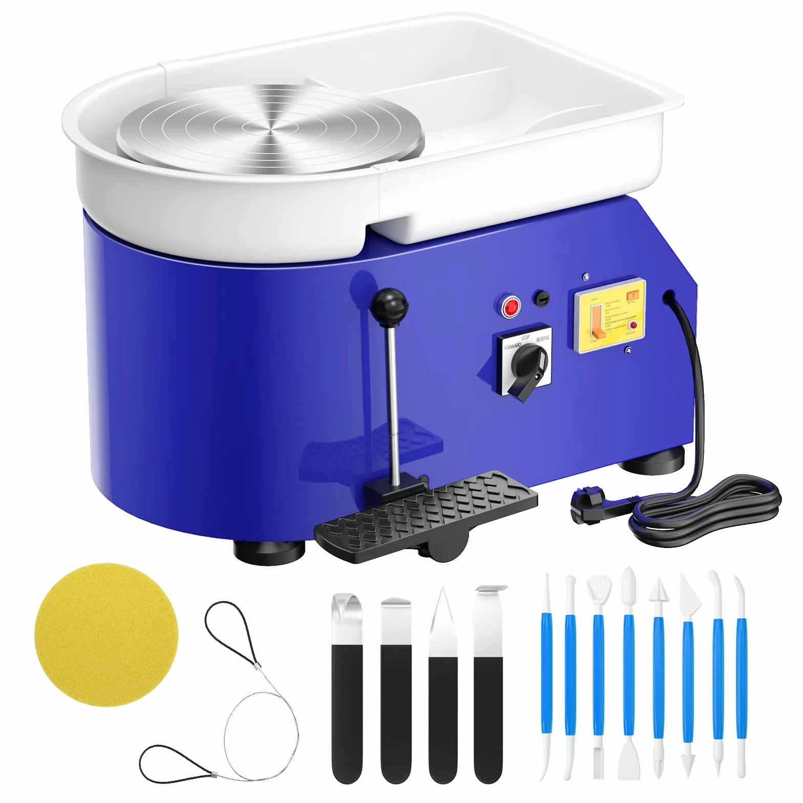 Torno Alfarero Eléctrico,25CM Torno Ceramica que forma la Máquina 350W Bricolaje Eléctrico Herramienta de Arcilla con Pedal y Lavabo Desmontable Para el Trabajo de Cerámica Arte Artesanía