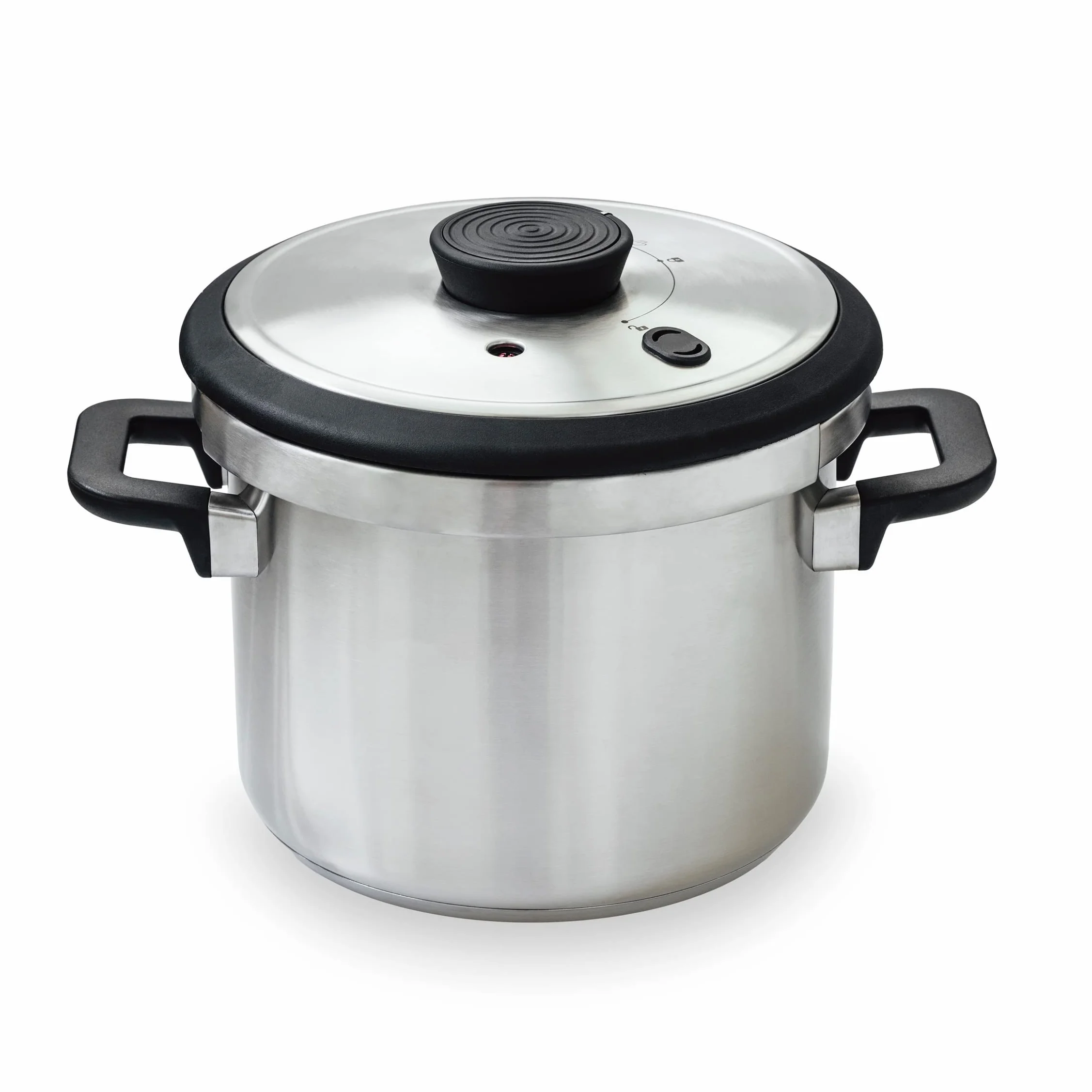 LACOR - 71788 - Olla a presión Súper rápida con Asas Termorresistentes Sicuro - Inducción - Acero Inoxidable 18/10 - Fondo termodifusor - 8L - 22cm.