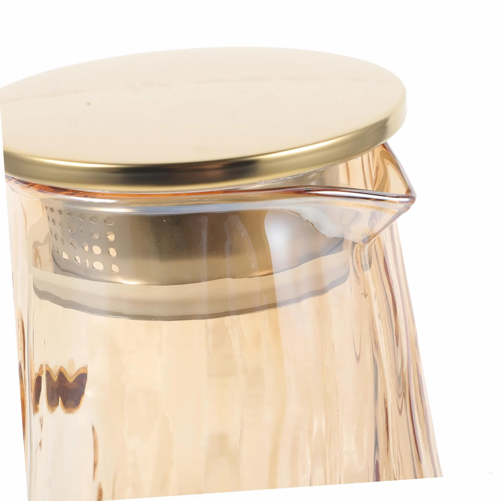 LIFKOME Jarra de Vidrio de 1.5l Infusor de Frutas para Botella de Agua, Diseño Grueso y Capacidad Grande, Color Dorado para Infusiones y Bebidas en Casa