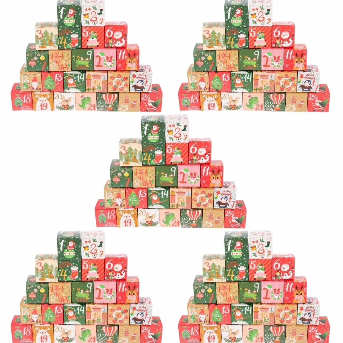 Zerodeko 120piezas Cajas para y Galletas De Envoltorios Navideños Calendarios De Adviento y Decoraciones