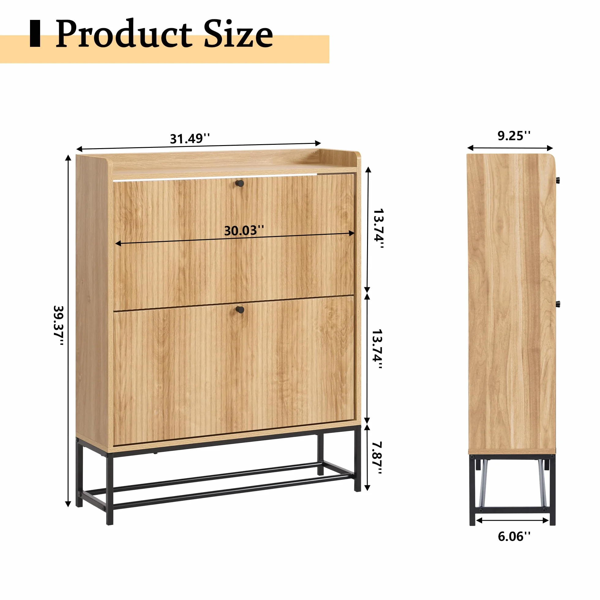 Pattern Shoe Cabinet - Organizador de almacenamiento de doble capa, doble puerta, diseño moderno y duradero con estantes ajustables