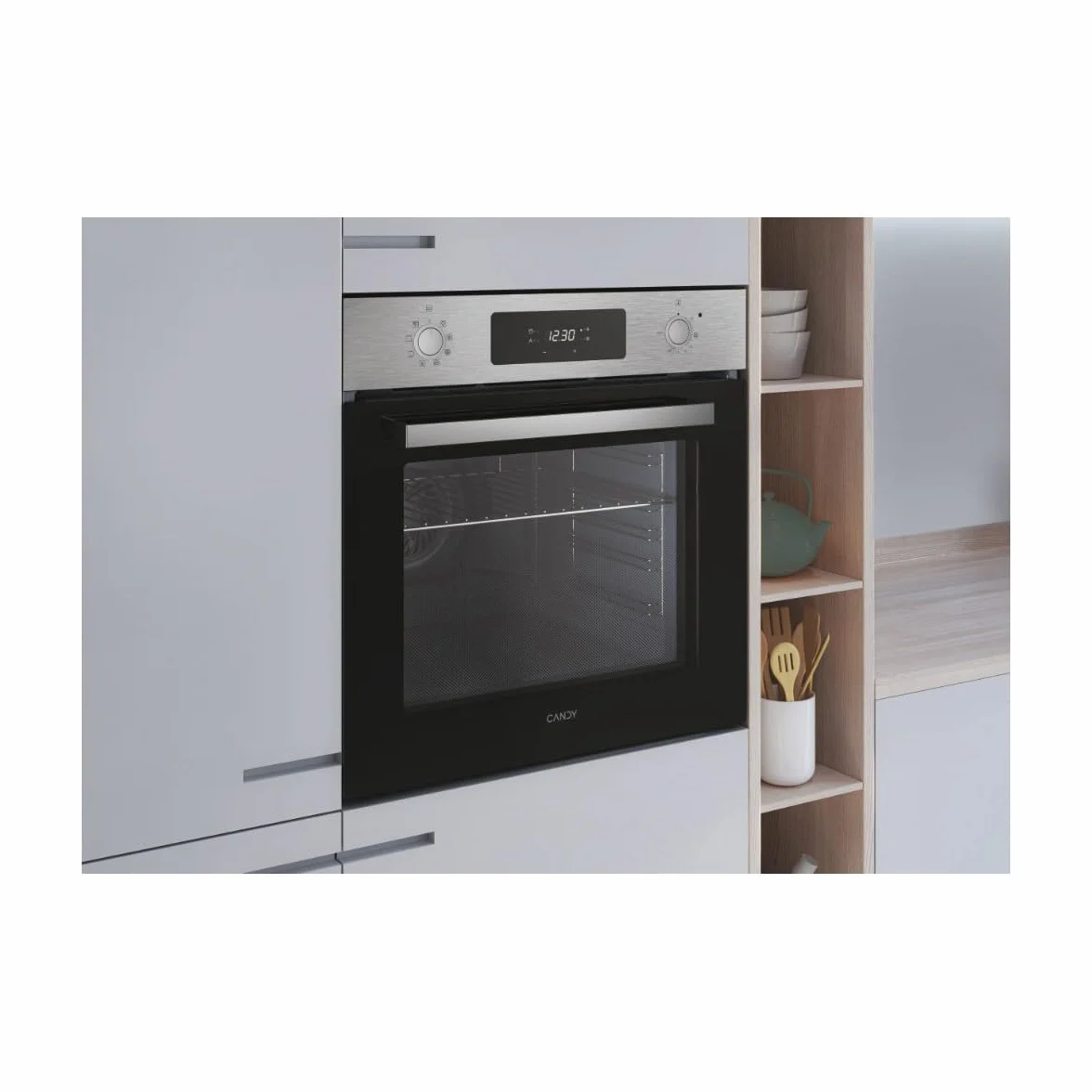 Candy New Moderna F CM955XRLCN Horno Multifunción, 70L, 1 Bandeja y 1 Rejilla, Función Vapor, Limpieza Pirolítica e Hidrolítica, Convección + Ventilador, 9 Funciones