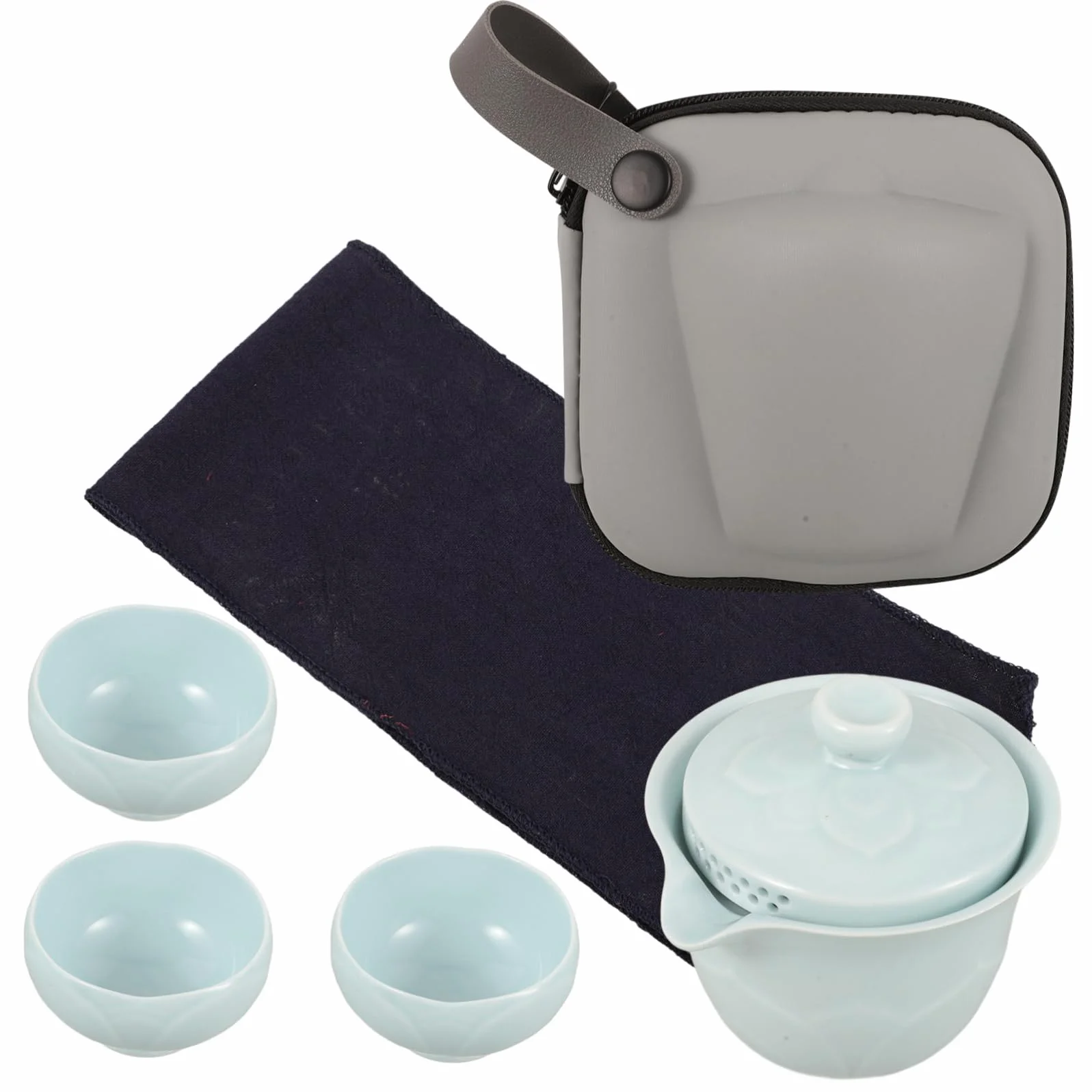 iplusmile 3juegos Té Portátil De Cerámica Set Completo Tazas y Tetera Elegante y Ligero Para Viajes y Oficina Para Aficionados Del Té