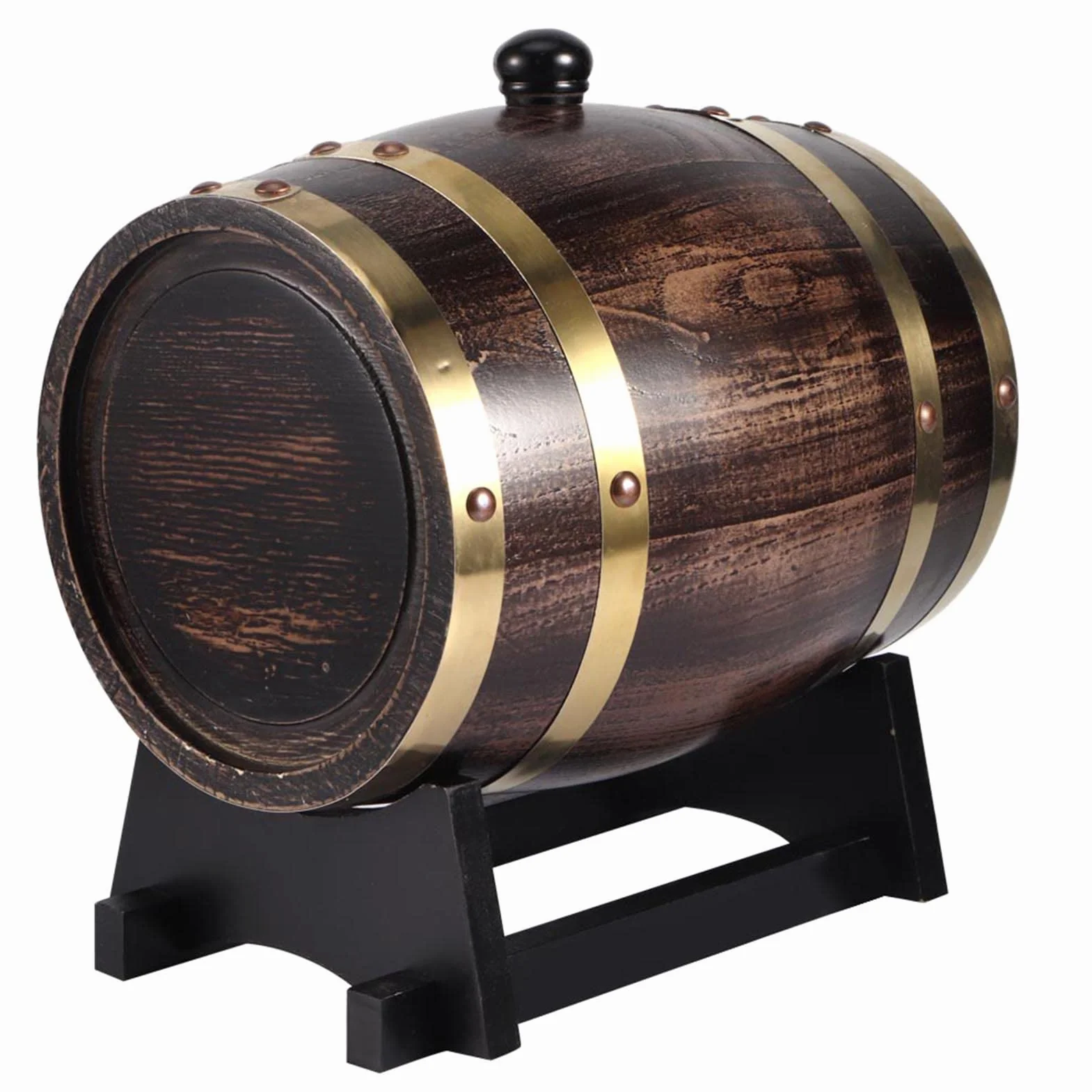 Barril de Whisky de Madera, Barril de Envejecimiento de Roble de 3L con 4 Soportes Y Grifo, Barril de Vino Tinto para Cervecero Casero, Destilador, Envejecimiento de Cócteles, Adecuado para Whisky, Ce