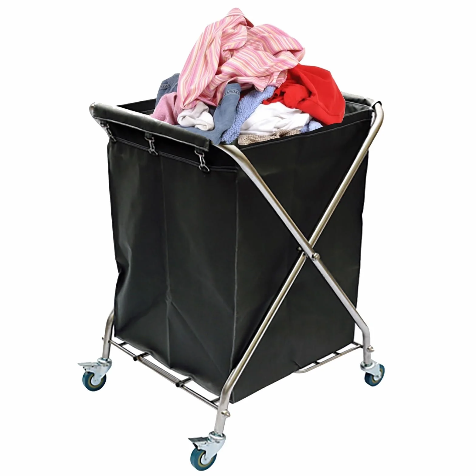 Carrito de Lavandería Plegable con Ruedas, Cesta Industrial para Ropa Sucia, Resistente, para Lavanderías de Hoteles(Gray)