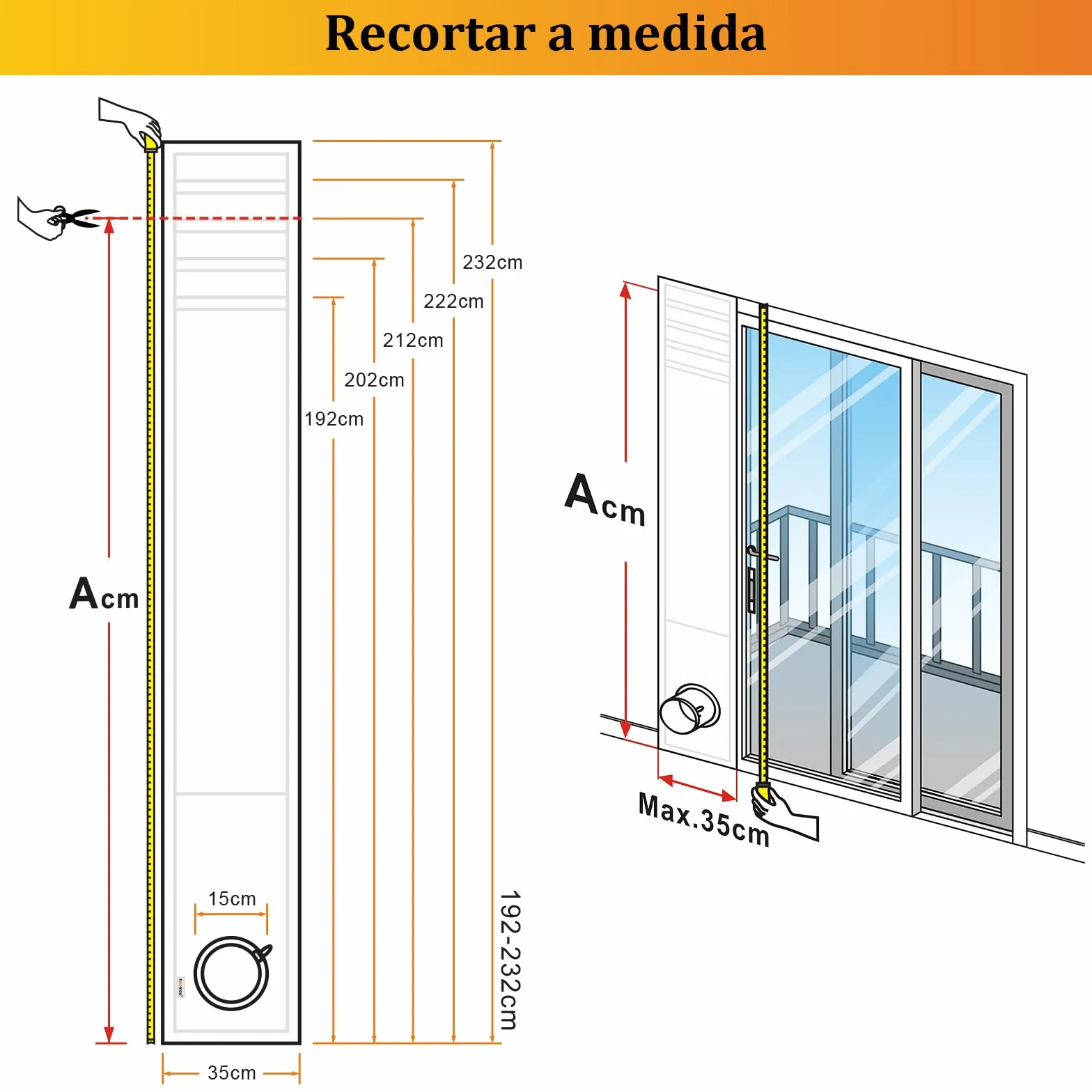 Aislante Ajustable para Puertas Correderas 35x232CM HOOMEE
