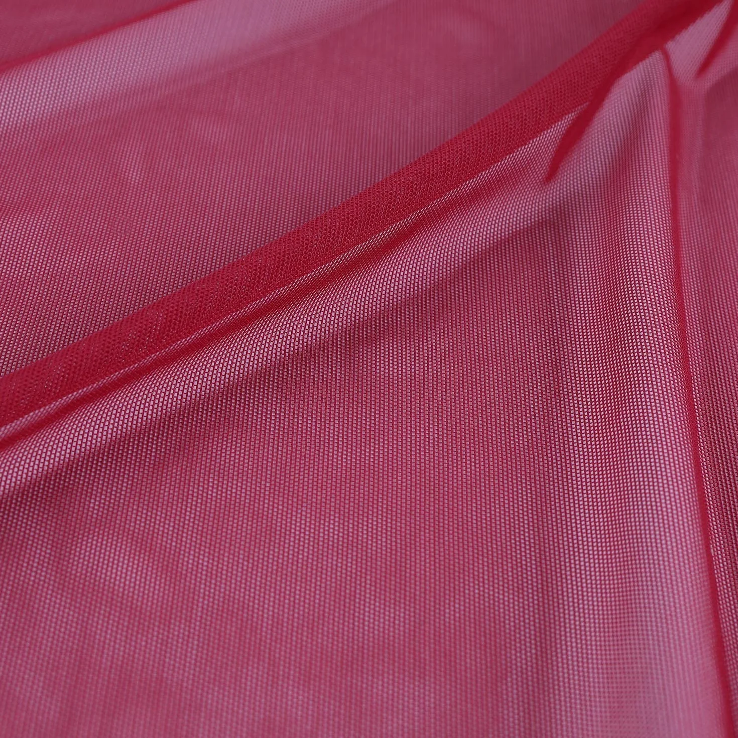 Tela de red elástica superfina de 4 vías, nailon y elastano, malla ligera, transparente de 60 pulgadas de ancho, un continuo de 5 yardas (rojo vino)