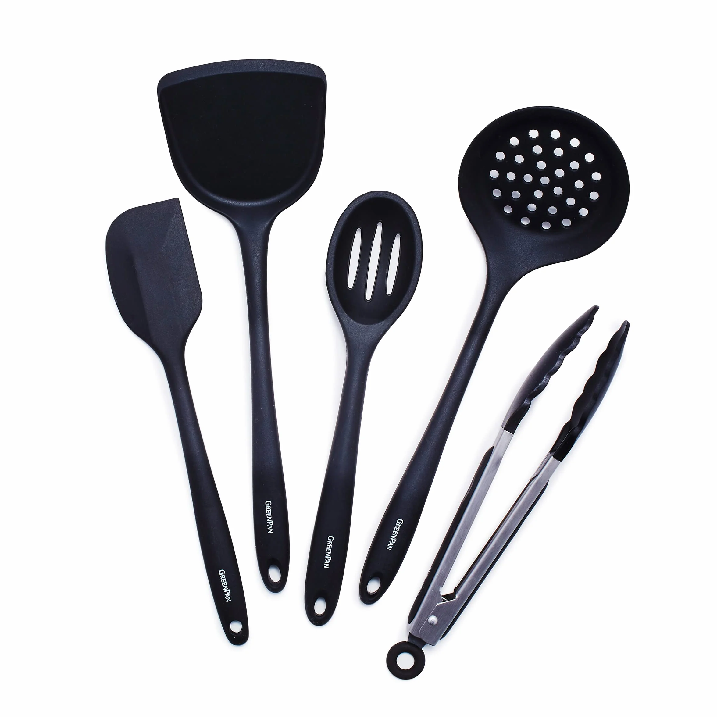 GreenPan Cooking Tools - Juego de utensilios de cocina (5 piezas), color negro