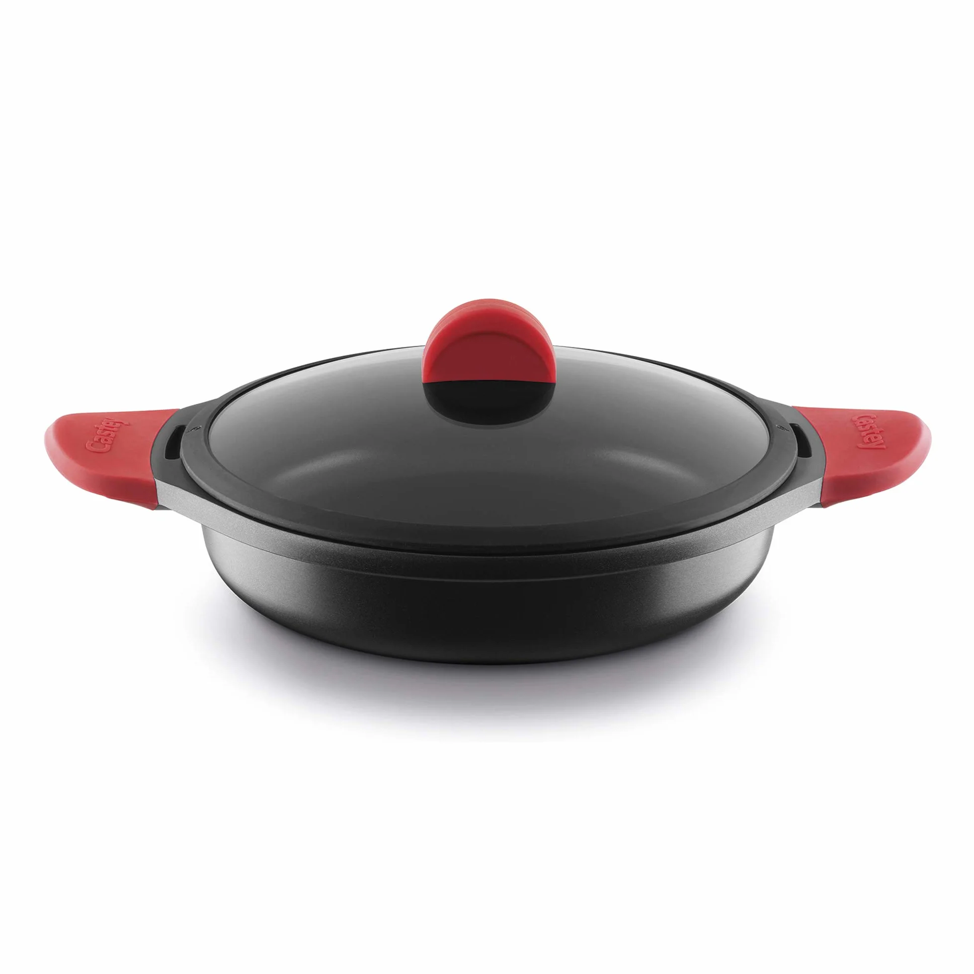 CASTEY - Cacerola Baja de Inducción, 40 cm, Modelo IR40, Aluminio, con Tapa, Revestimiento Antiadherente, Distribuye de Forma Homogénea el Calor, Resistente y Duradera, Libre de PFOA