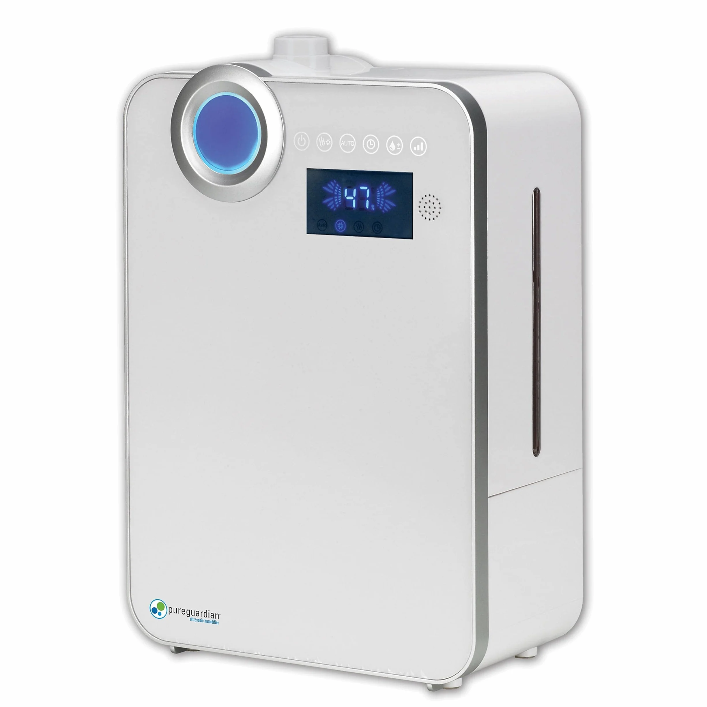 Humidificador ultrasónico PureGuardian de 12,5 l de salida por día con vapor frío y cálido H7550 , Crystal White, 1