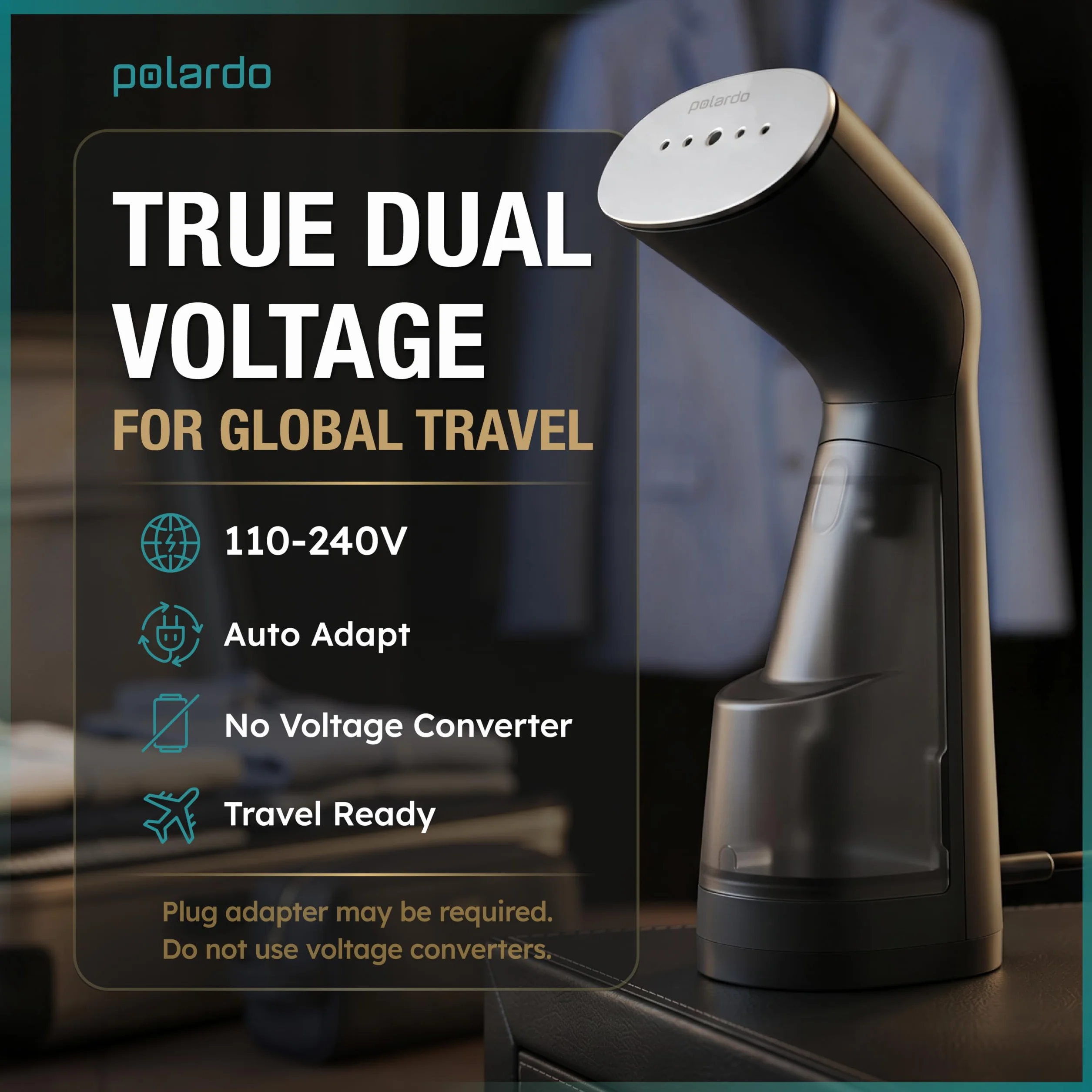 Vaporizador de viaje para ropa de doble voltaje 110-240 V, vaporizador portátil de ropa, mini vaporizador de ropa para viajes, calentamiento rápido, plancha de vapor compacta para uso mundial, hogar y
