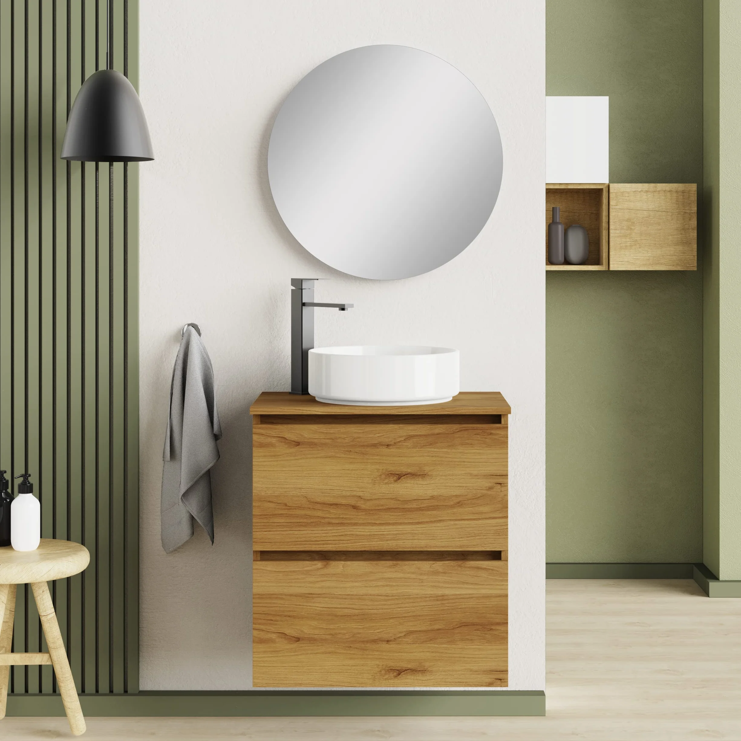 Baikal Mueble de Baño Deva. Mueble Suspendido en Pared Incluye Lavabo cerámico. Disponible en Fondo 39cm y 46cm. Mueble MONTADO.