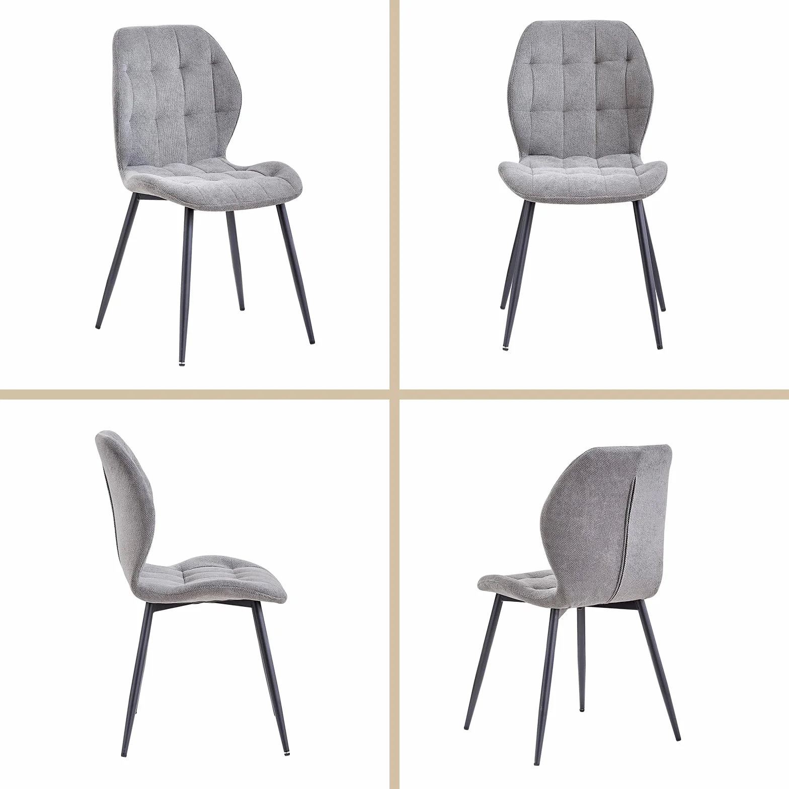 Conjunto de Mesa y Sillas de Comedor: Mesa Rectangular de 140 cm y 4 Sillas Tapizadas, Ideal para Comedor, Cocina y Salón - Color Claro + Gris Oscuro