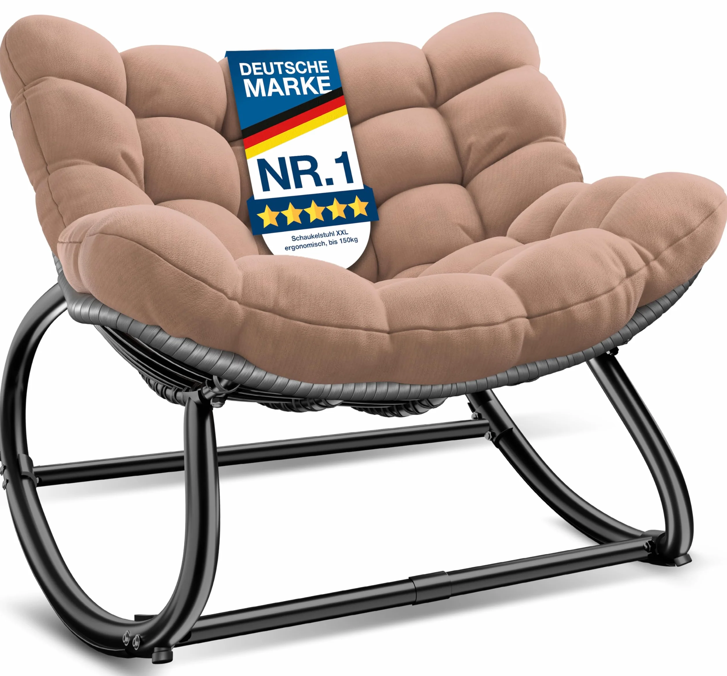 KESSER Mecedora ergonómica para interior y exterior, carga máxima de 120 kg, sillón relax con pies antideslizantes, resistente a la intemperie