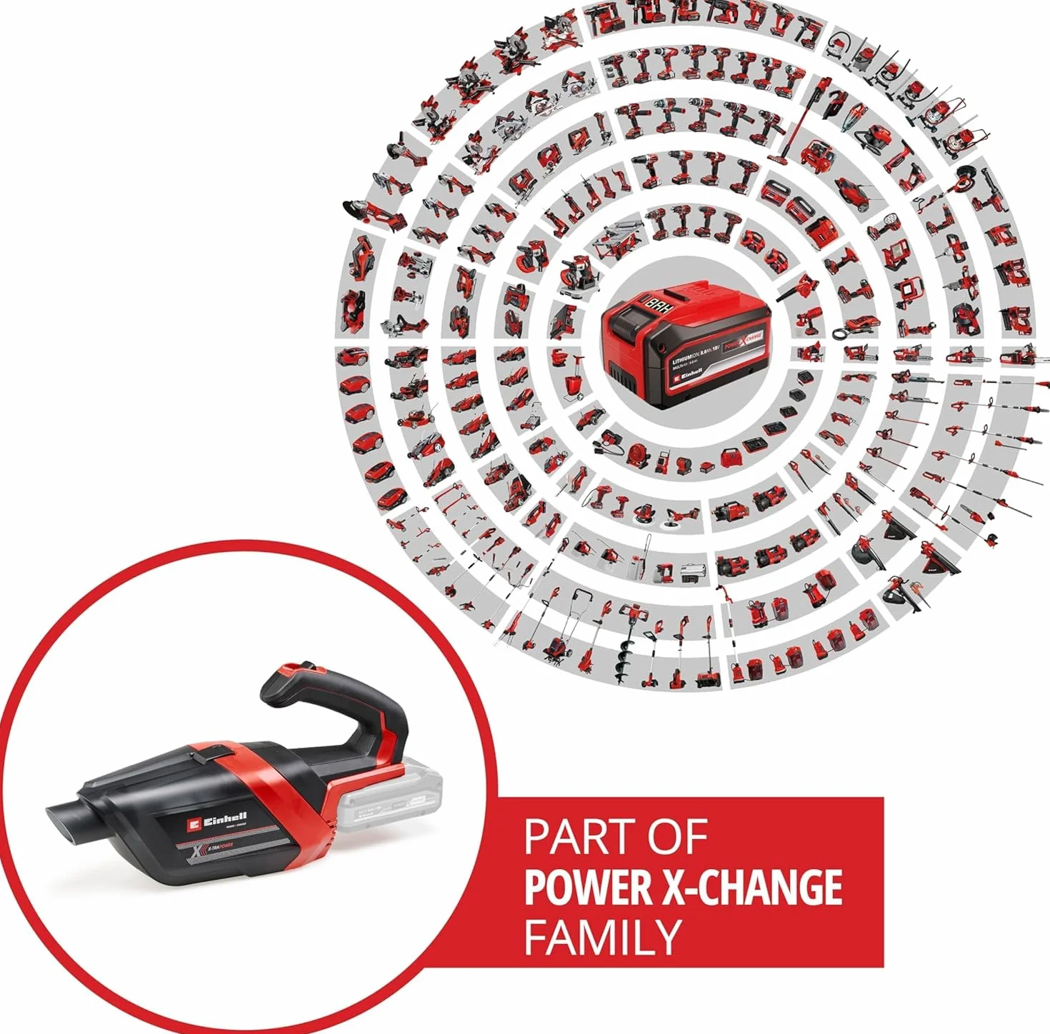 Einhell Aspirador de polvo manual con batería TE-HV 18/06 Li-Solo Power X-Change (18V, potencia de aspiración 72 mbar, incl. boquilla de juntas, recipiente de polvo 0,6 l, sin batería)