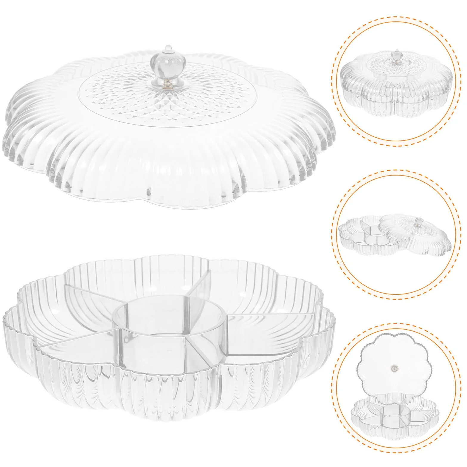 Homoyoyo Bandeja de Dulces Transparente Multifuncional Grande Compartimentos de Plástico para Snacks Hogar Fiesta y Postres