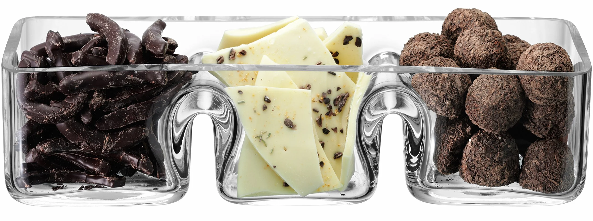 LSA International Serve SZ04 Trío de miniplatos para aperitivos, 30 cm de largo, transparente