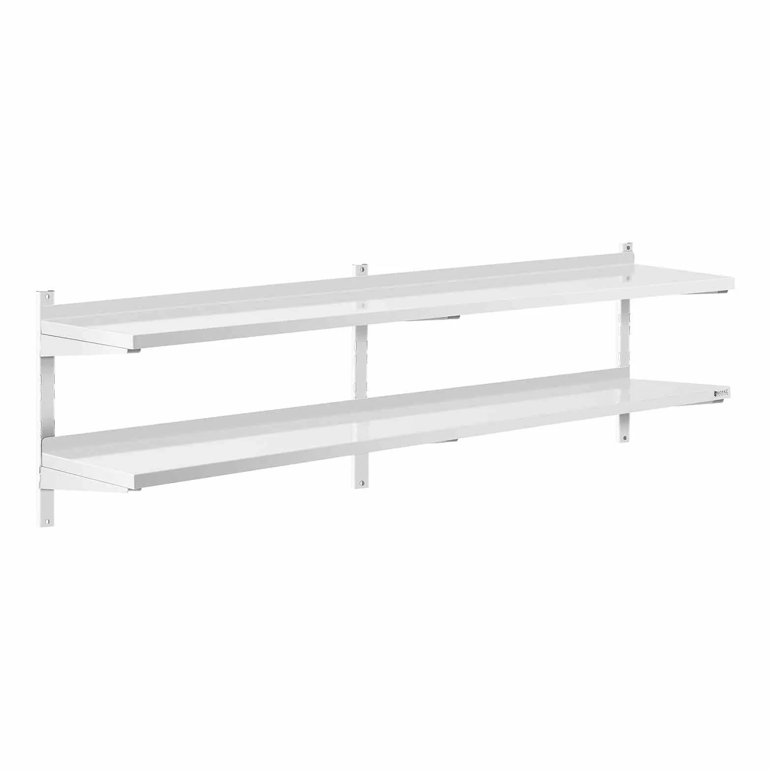 Royal Catering Estante De Pared Metálico Estantería para Cocina RCWR-2000.4 (Montaje a Pared, Capacidad: 40 kg, Acero Inoxidable, 2 baldas, 40 x 200 cm)