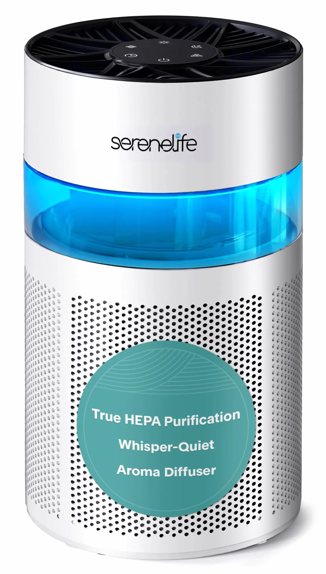 SereneLife Purificador de aire portátil | Purificador de aire pequeño para el hogar, alergias, pelo de mascotas y dormitorios | Recordatorio de cambio de filtro y caja de aroma | Filtración elimina el