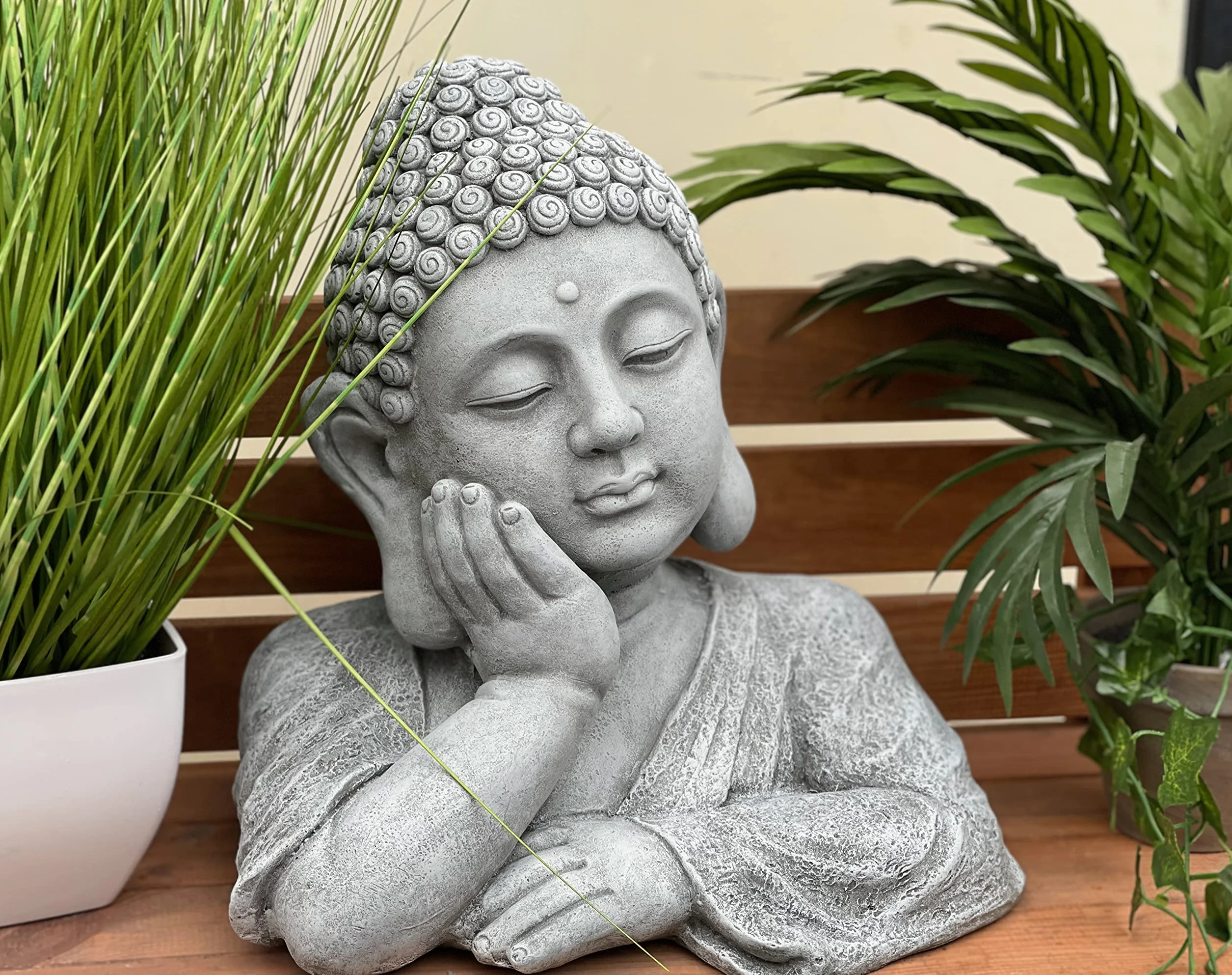 stoneandstyle Buda Shiva Busto XL resistente a las heladas piedra fundida maciza, aprox. 18,6 kg