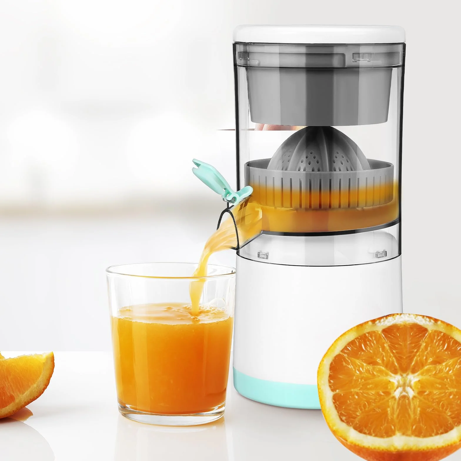 VICASKY Exprimidor Eléctrico Portátil para Frutas Exprimidor Automático sin Cables Máquina Compacta para Zumos de Naranja y Fruta Fácil de Usar y Recargable