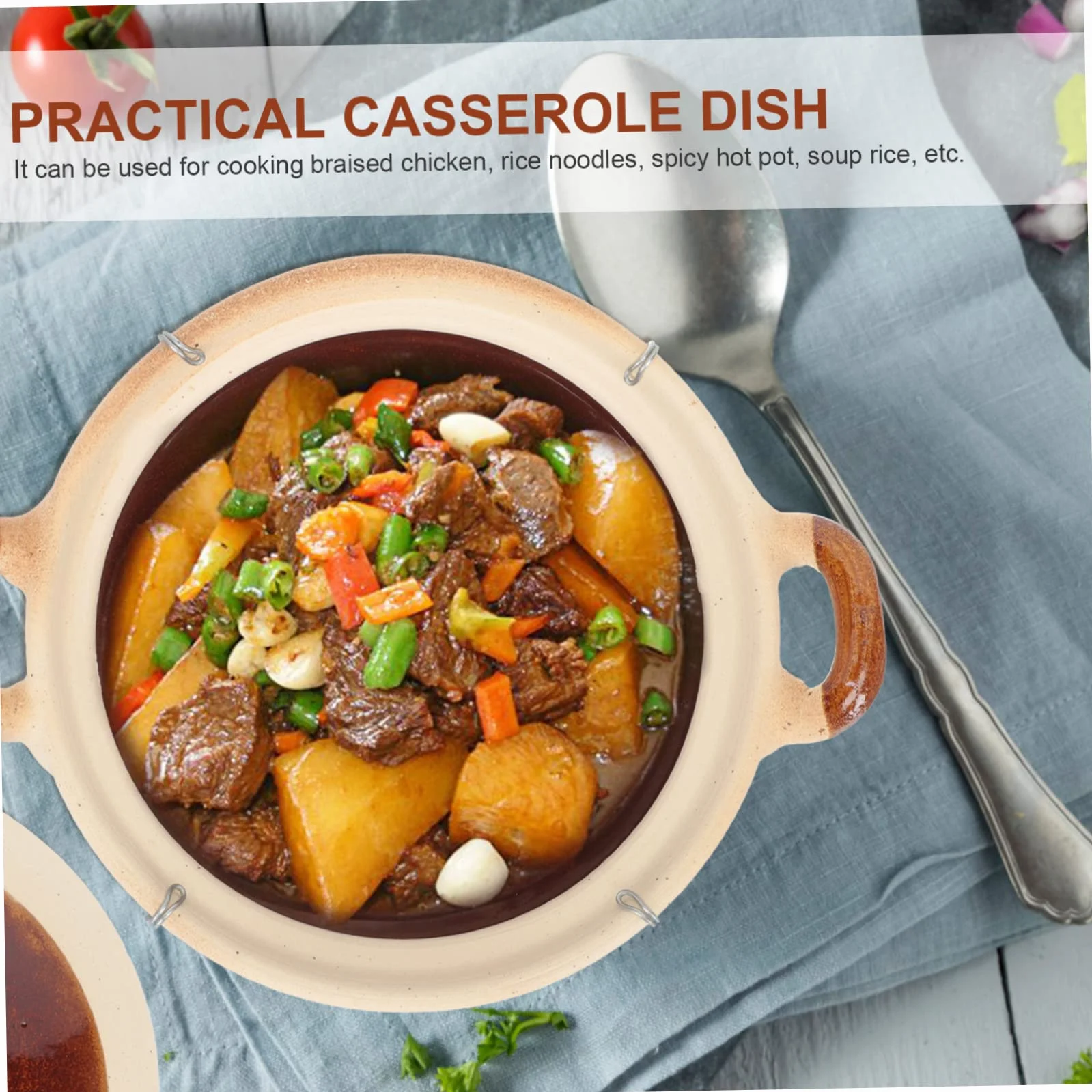 Sosoport Olla Doméstica de Barro Asa Única, Capacidad 0.5l, Transferencia Uniforme de Calor y Superficie Antiadherente para Guisar Comida en Cocina Casera