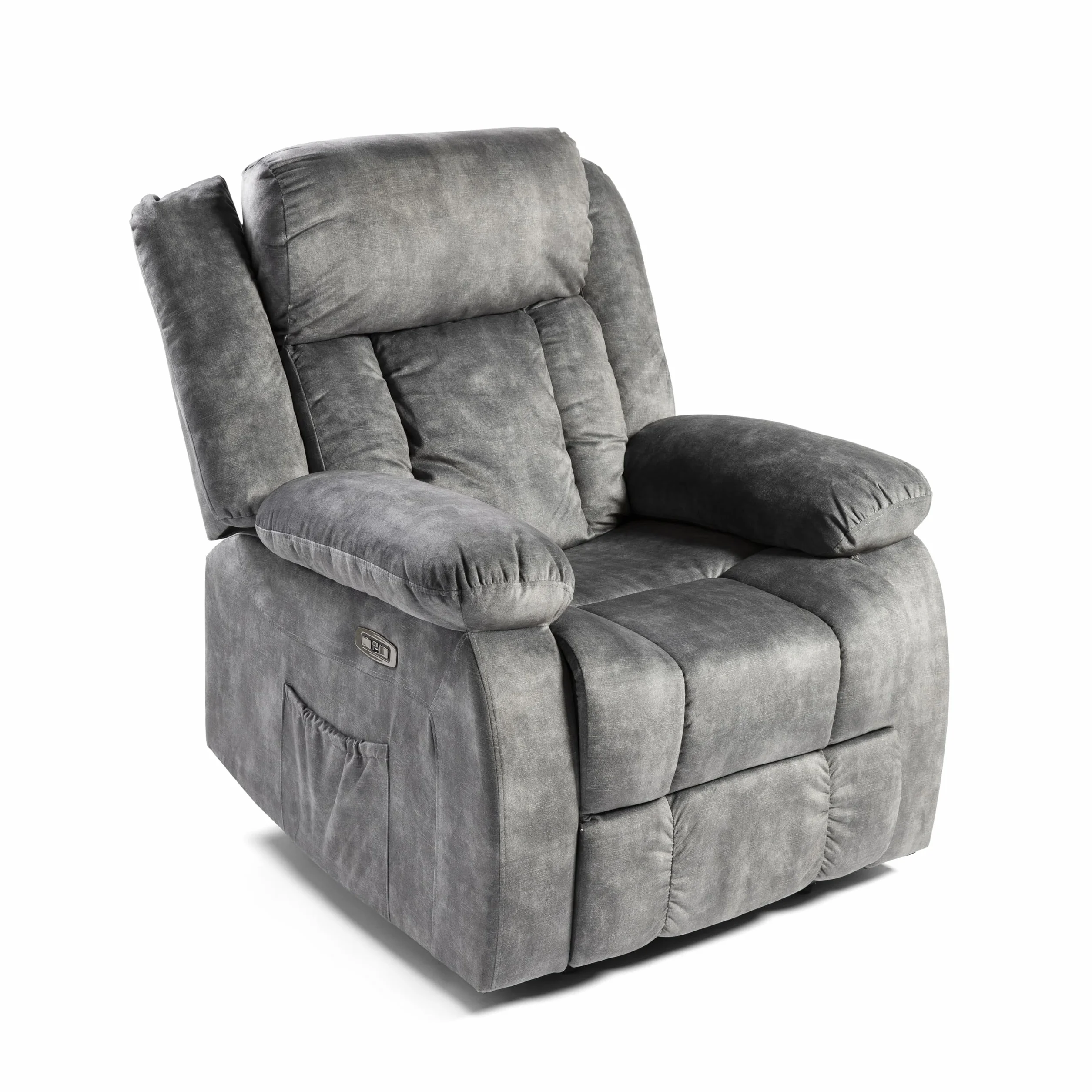 DUPI Sillón Relax Eléctrico INNOVA | Reclinable con Reposacabezas y Control Lateral | Carga USB | Tela Transpirable | Fácil Montaje | Gris Magia