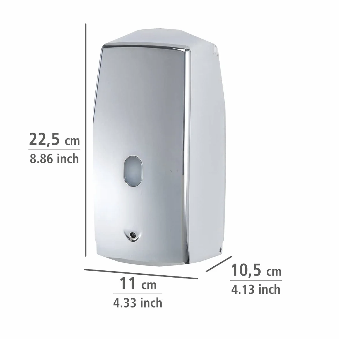 Wenko Treviso Dispensador Jabón 0.65 L, Plástico, Plateado, 10.5x11x22.5 cm