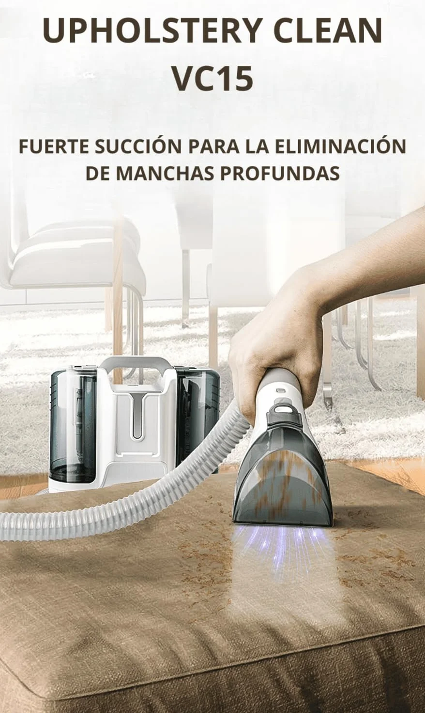 aspirador de tapicerias y alfombras Limpiador de manchas multisuperficie, máquina para limpiar tapicerias, sofás, moquetas, cristales.Aspiradora de agua tapiceria con 6 accesorios