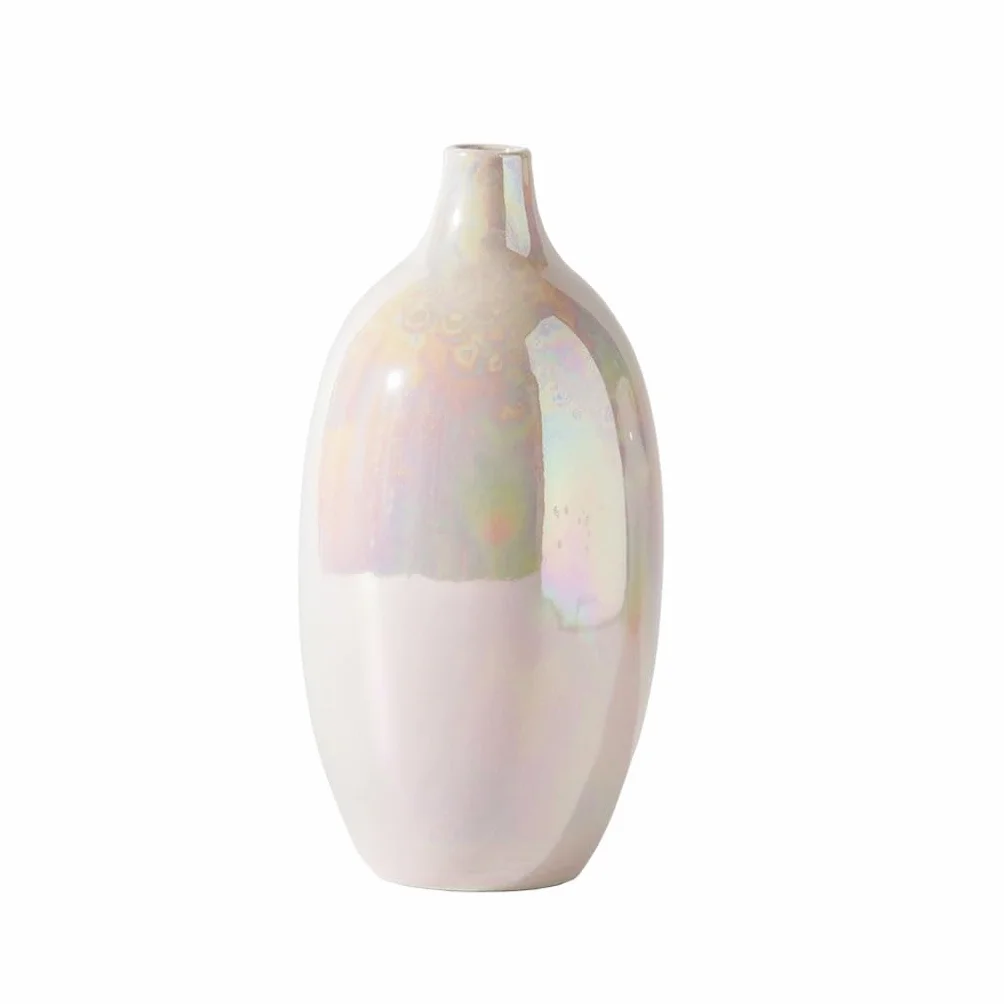 Jarrón de cerámica nórdica con cuello estrecho, decoración simple para el hogar y la oficina jarrones de flores