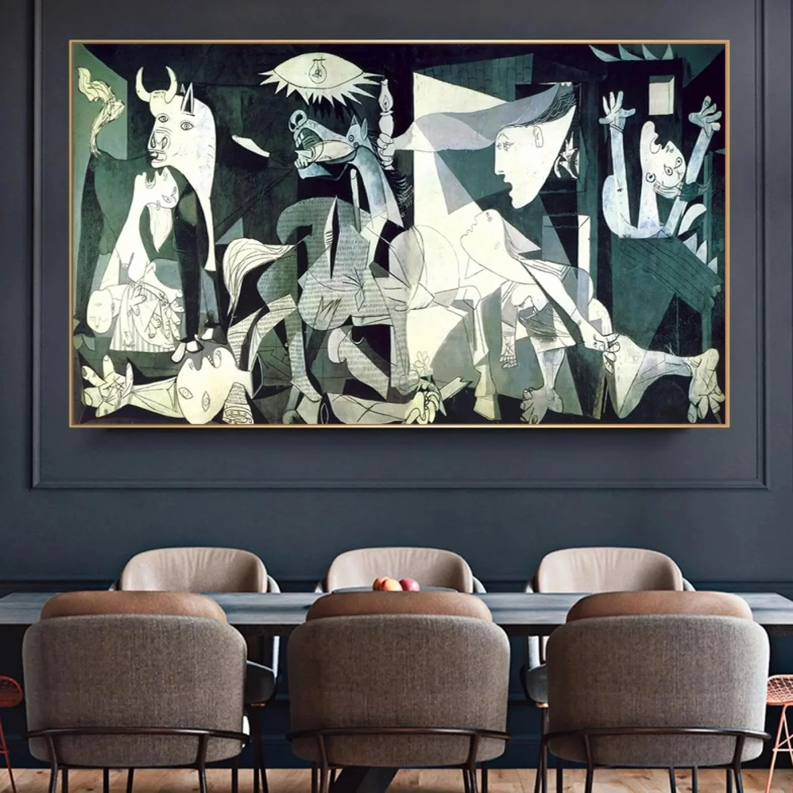 Picasso Pintura famosa Guernica Reproducciones Arte en lienzo Modernismo abstracto de gran tamaño Cuadro de pared Decoración del hogar 100x200cm/39x79in Sin marco