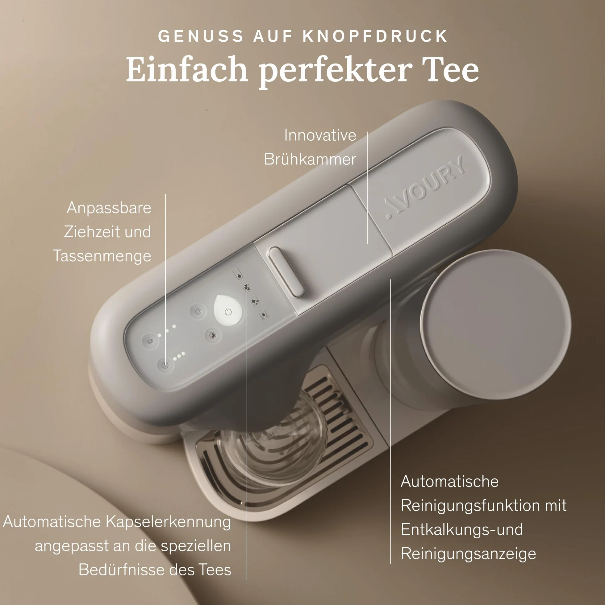 Avoury One - Tetera premium para disfrutar del té (Silver White, sin paquete)