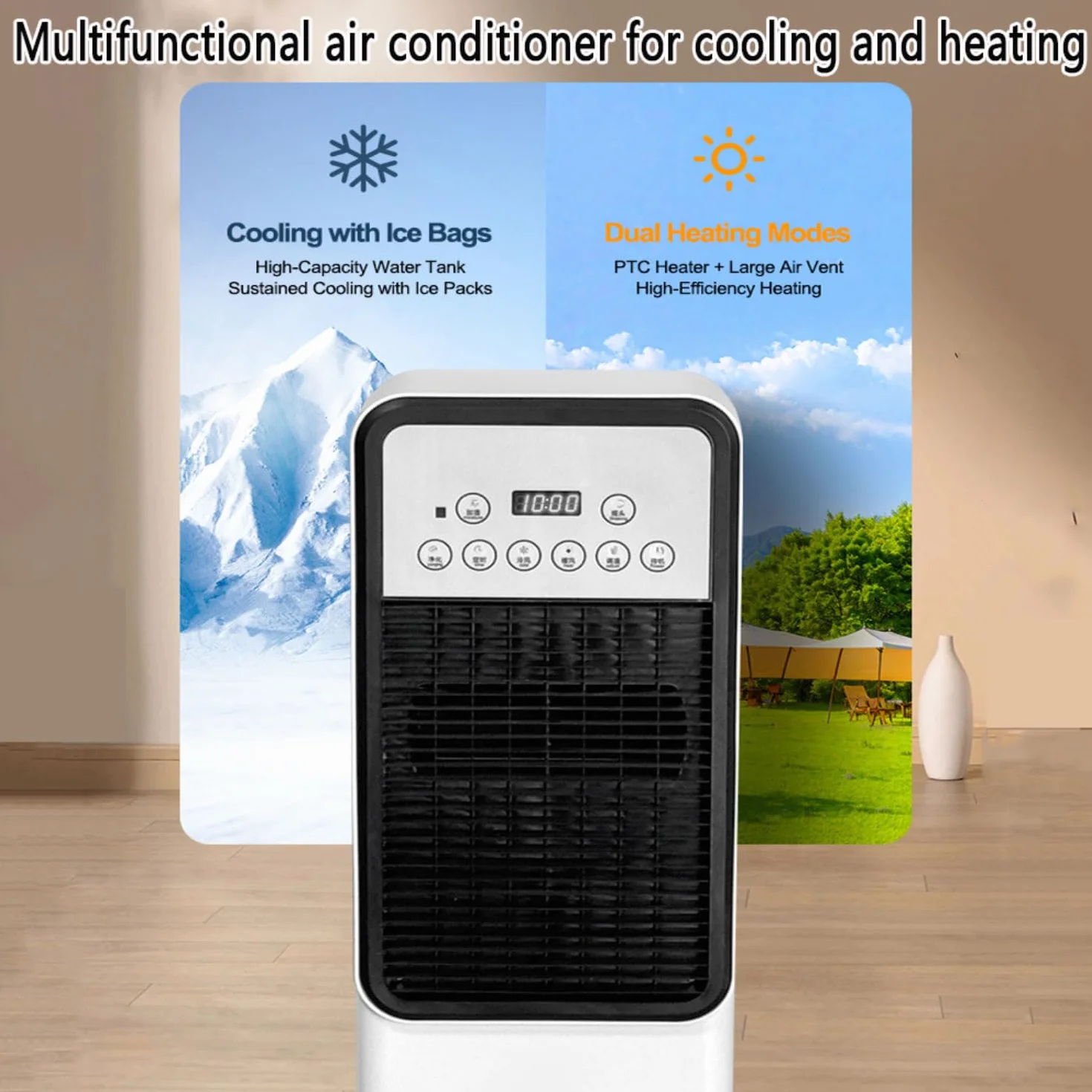 Aire Acondicionado Portátil Enfriador de Aire de 3L con Temporizador de 12H 3 Modos 35dB Control Remoto Climatizador Evaporativo Sin Tubo Exterior Ventilador de Enfriamiento para Habitación