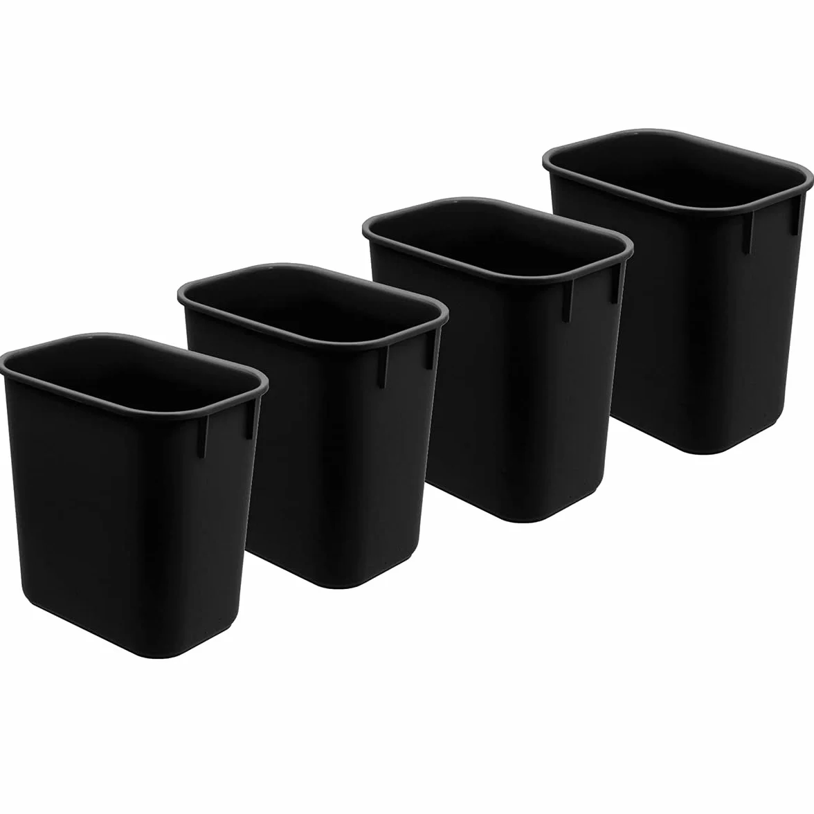 Acrimet Papelera, Cubo para el Escritorio, 3.25 galones / 13 Cuartos / 12 litros (plástico) (Color Negro) (Conjunto de 4)