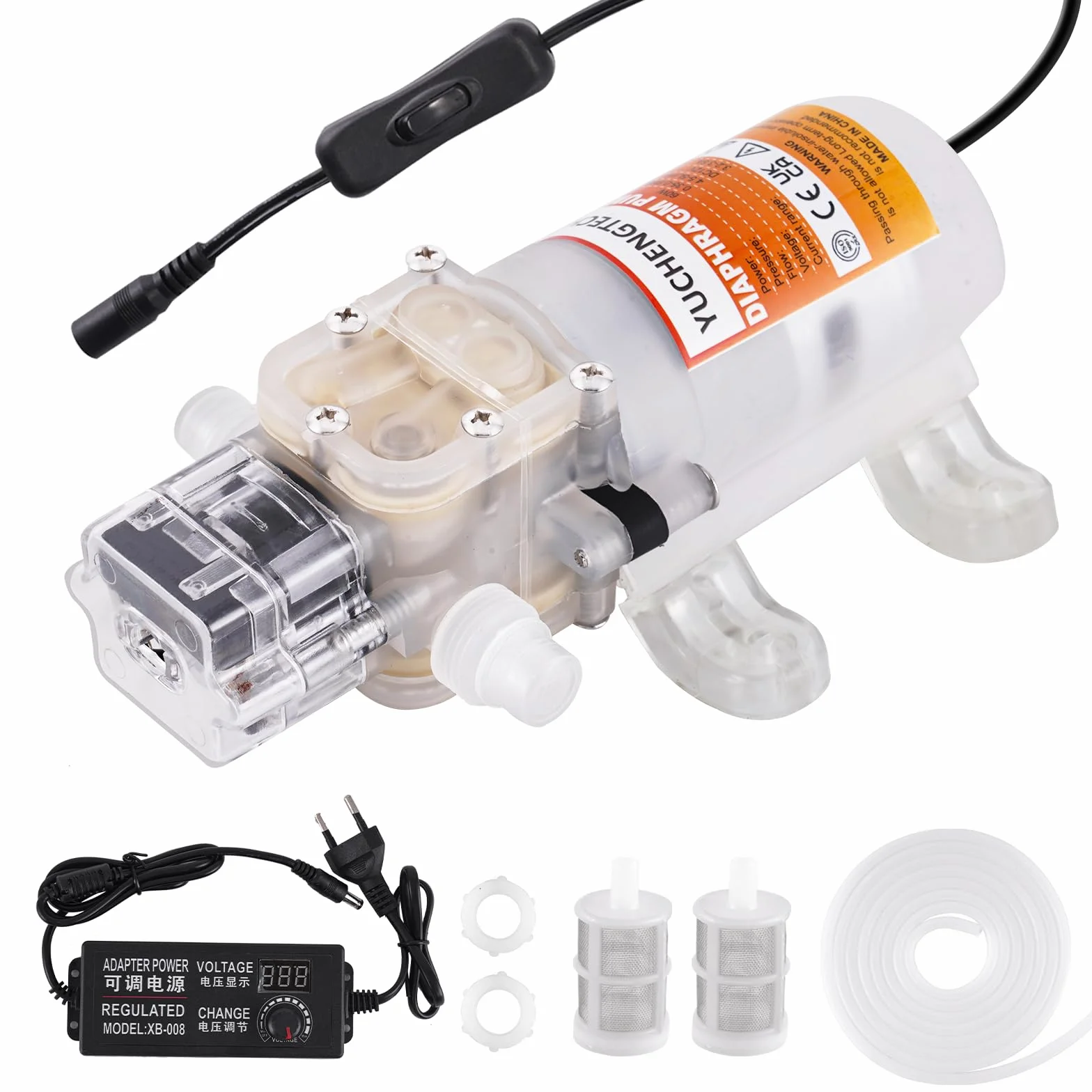 YUCHENGTECH Bomba de Cerveza Casera Bomba Eléctrica de Trasiego de Vino Bomba Autocebante de Grado Alimenticio Velocidad Ajustable con Manguera de 4m y 2 Filtros para Bombear Vino, Cerveza, Bebidas