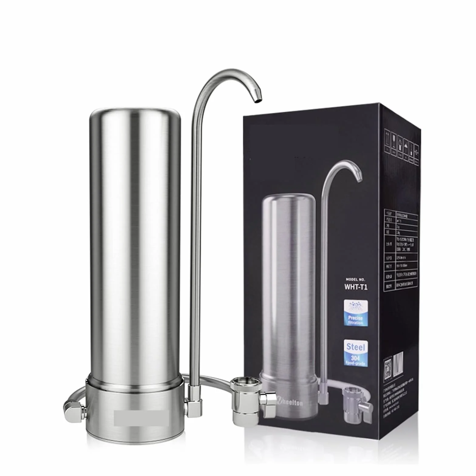 Filtro de agua potable for cocina, filtración encimera, filtro carbón activado cerámica, carcasa acero inoxidable 304 Materiales seguros