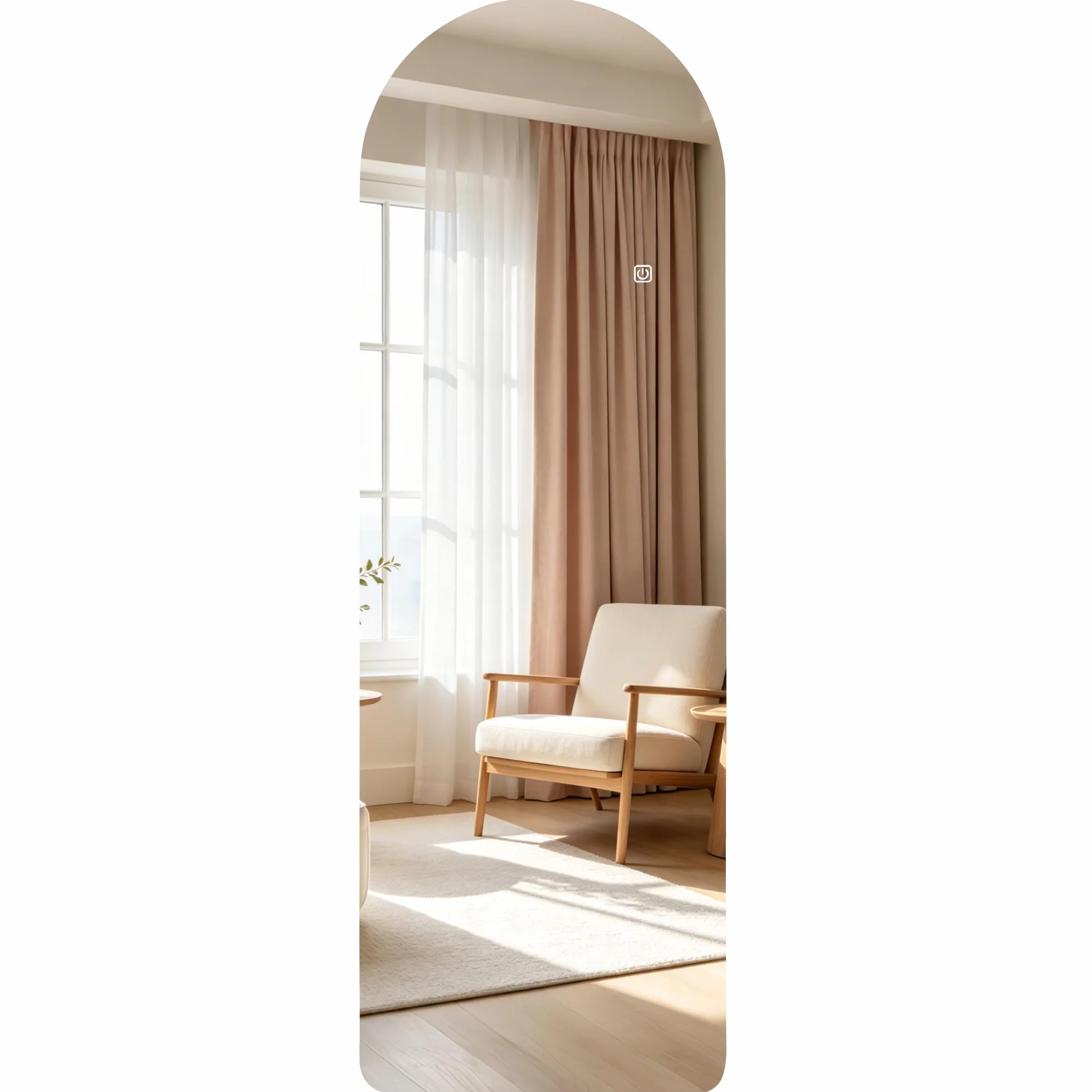 HOMCOM Espejo de Cuerpo Entero con Luces Sin Marco 120x40 cm Transparente | Espejo de Pared Arqueado, 3 Temperaturas de Color, Brillo Ajustable, Funcion Memoria, para Dormitorio, Salón